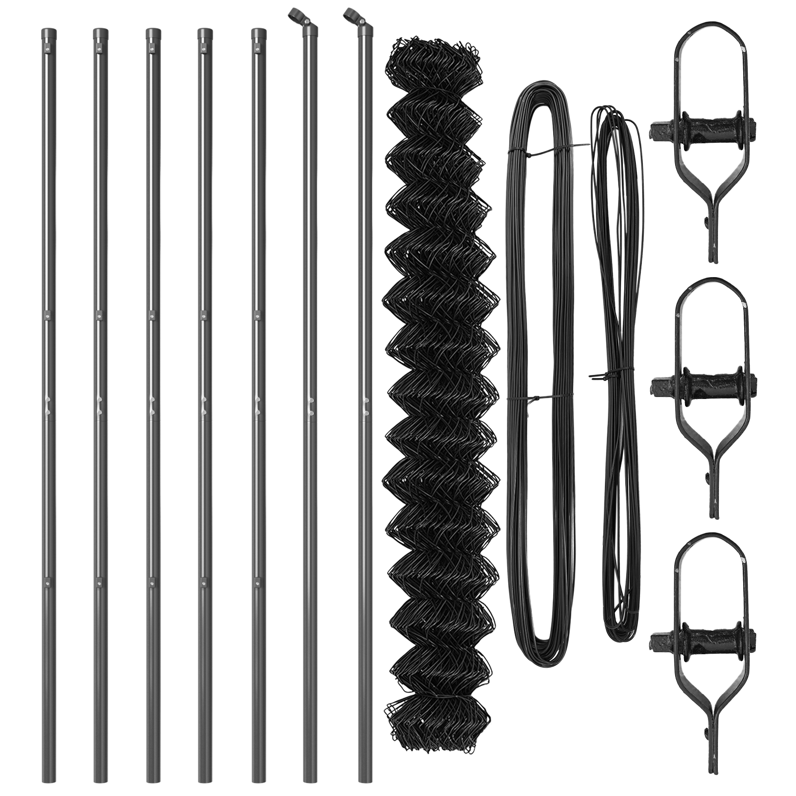 Chain Link Fence with 7 Posts 1.6x10 m Galvanised Steel Grey - Image 4