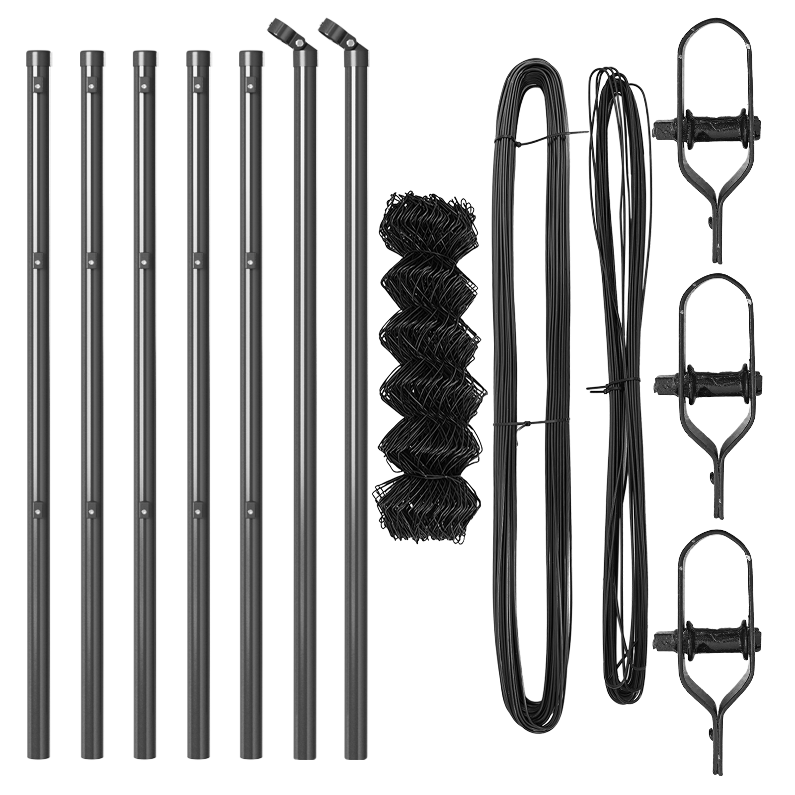 Chain Link Fence with 7 Posts 0.8x10 m Galvanised Steel Grey - Image 4