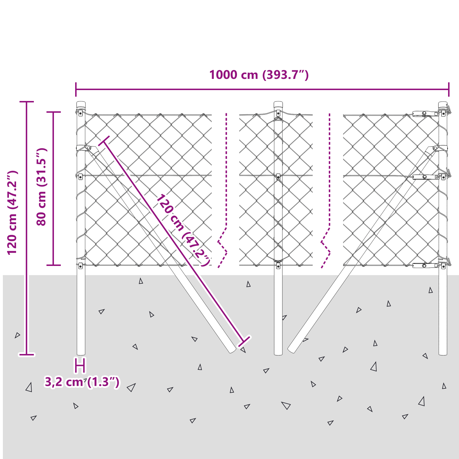 Chain Link Fence with 7 Posts 0.8x10 m Galvanised Steel Grey - Image 11