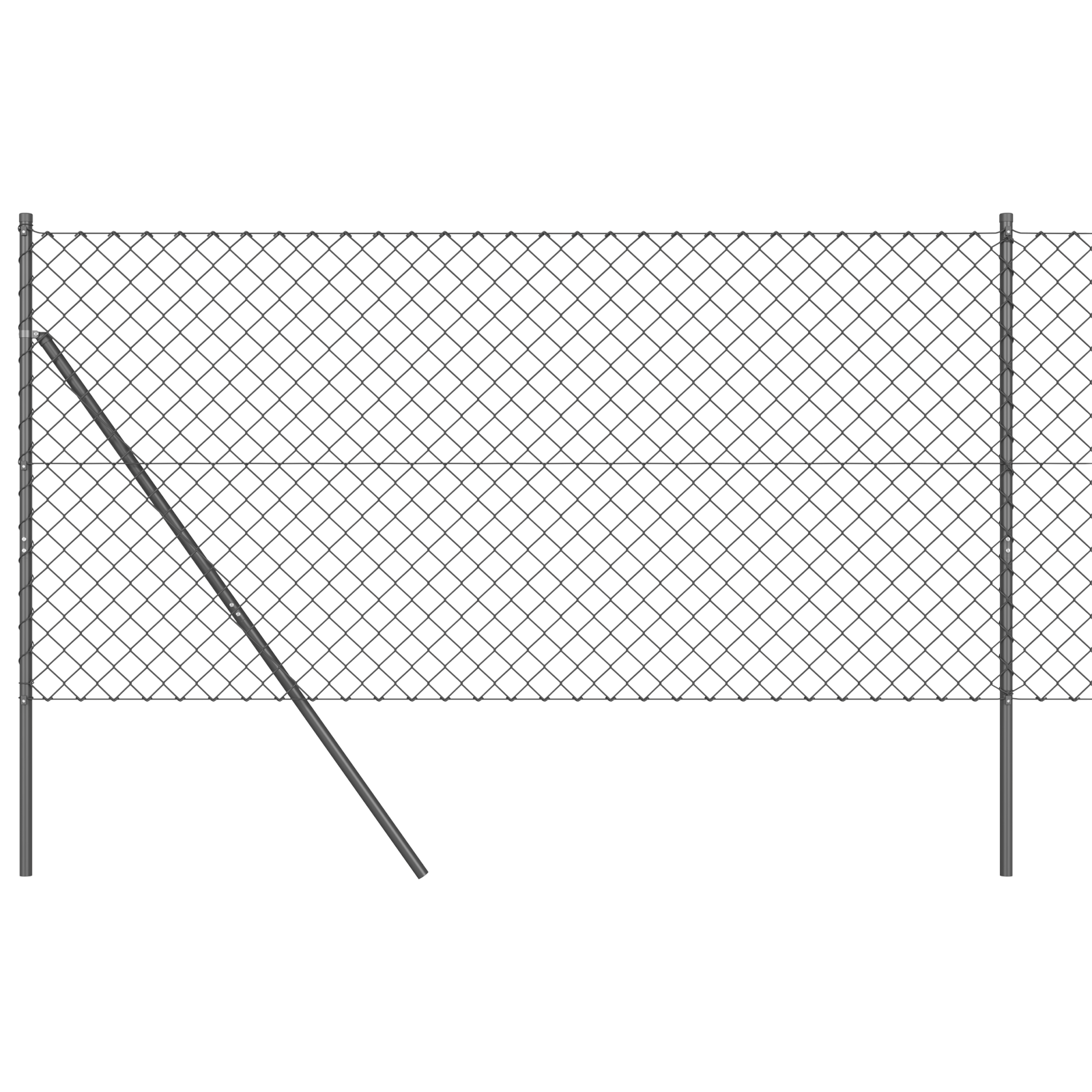 Chain Link Fence with 7 Posts 1.4x10 m Galvanised Steel Grey - Image 2