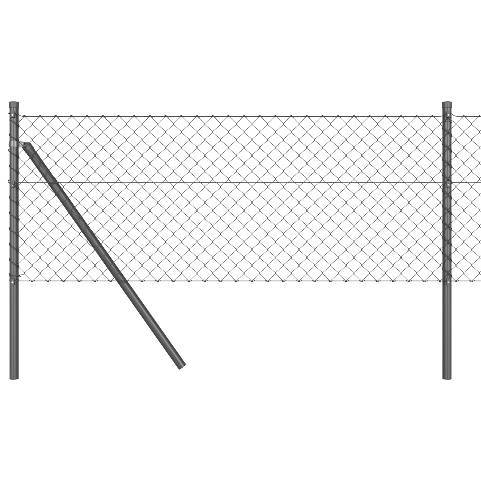 Chain Link Fence with 13 Posts 0.4x25 m Galvanised Steel Grey - Image 2