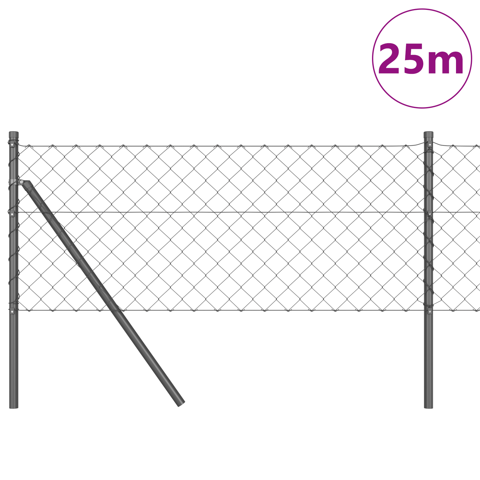 Chain Link Fence Grey Set of 2 Grey Powder-Coated Steel - Image 3