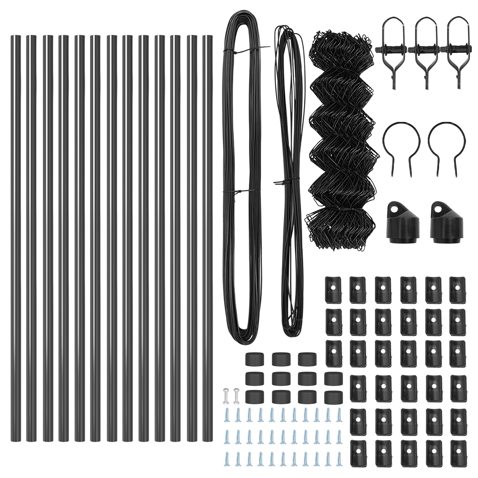 Chain Link Fence Grey Set of 2 Grey Powder-Coated Steel - Image 4