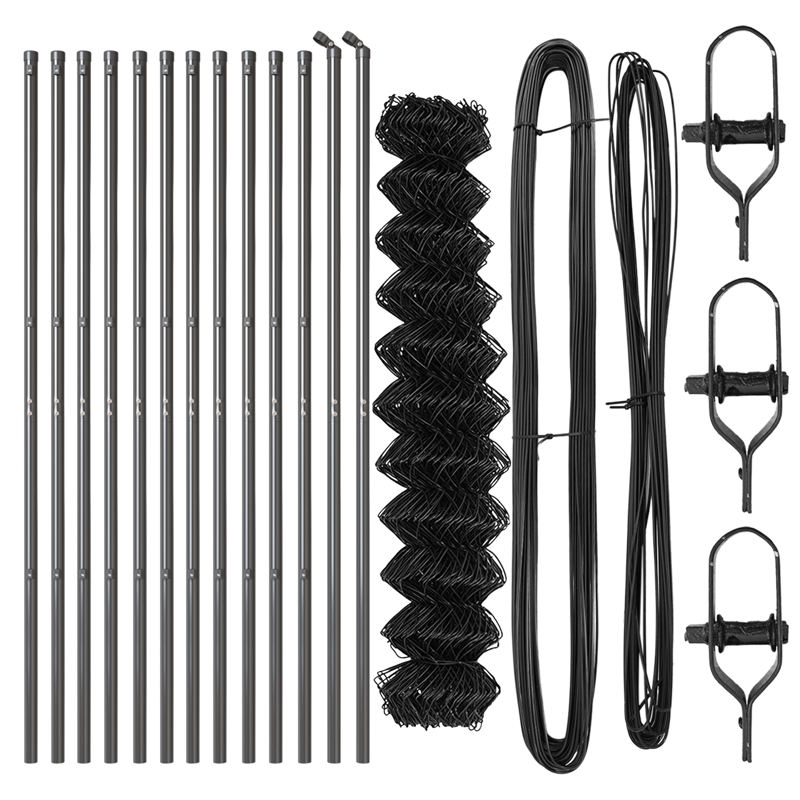 Chain Link Fence Set of 2 Grey Steel 25 x 1 m Durable - Image 4