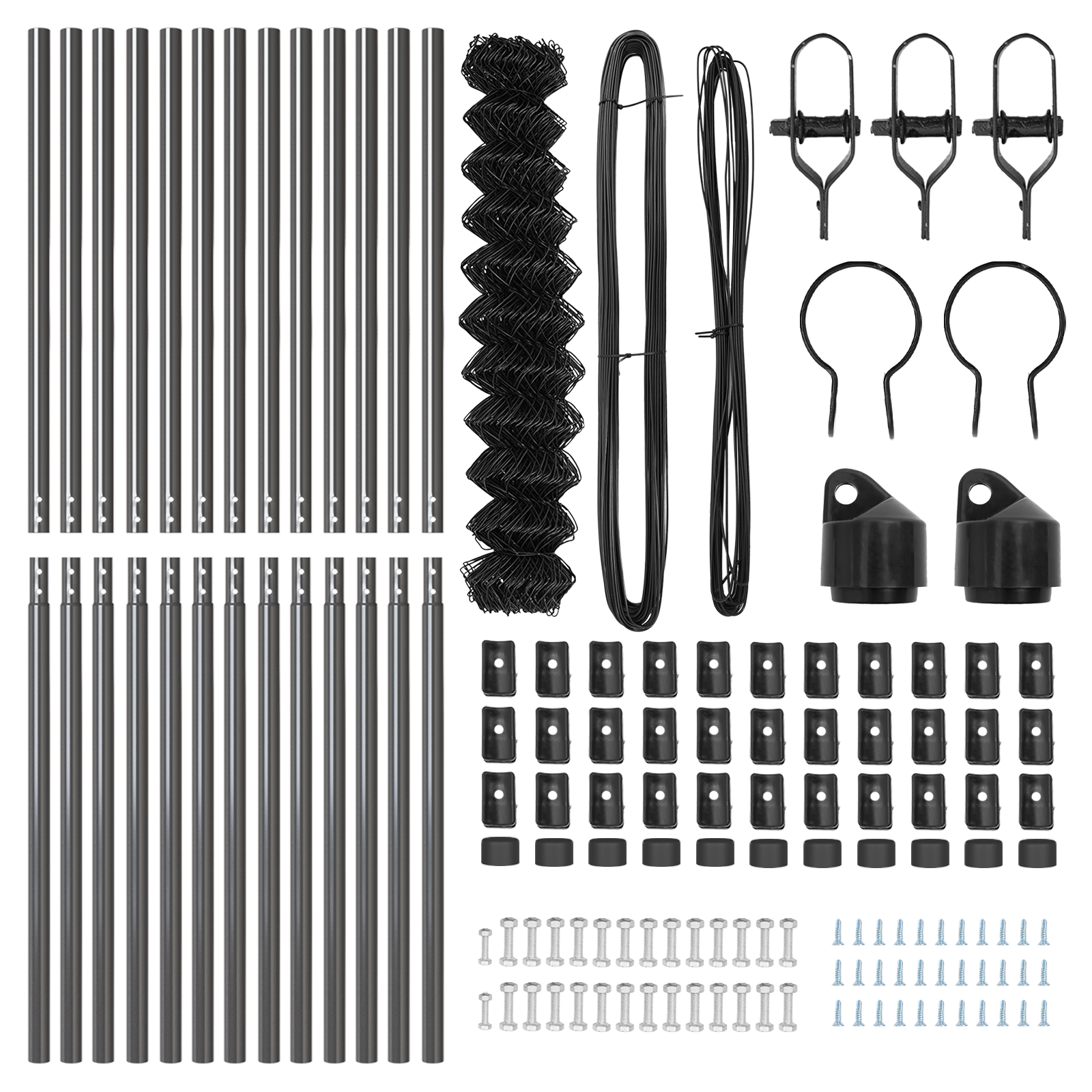 Chain Link Fence Set of 2 Grey Steel 25 x 1 m Durable - Image 5