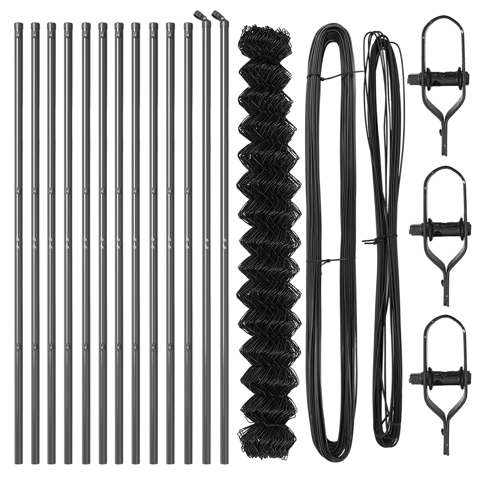 Chain Link Fence Set of 2 Grey Steel 25 x 1.5 m Durable - Image 4