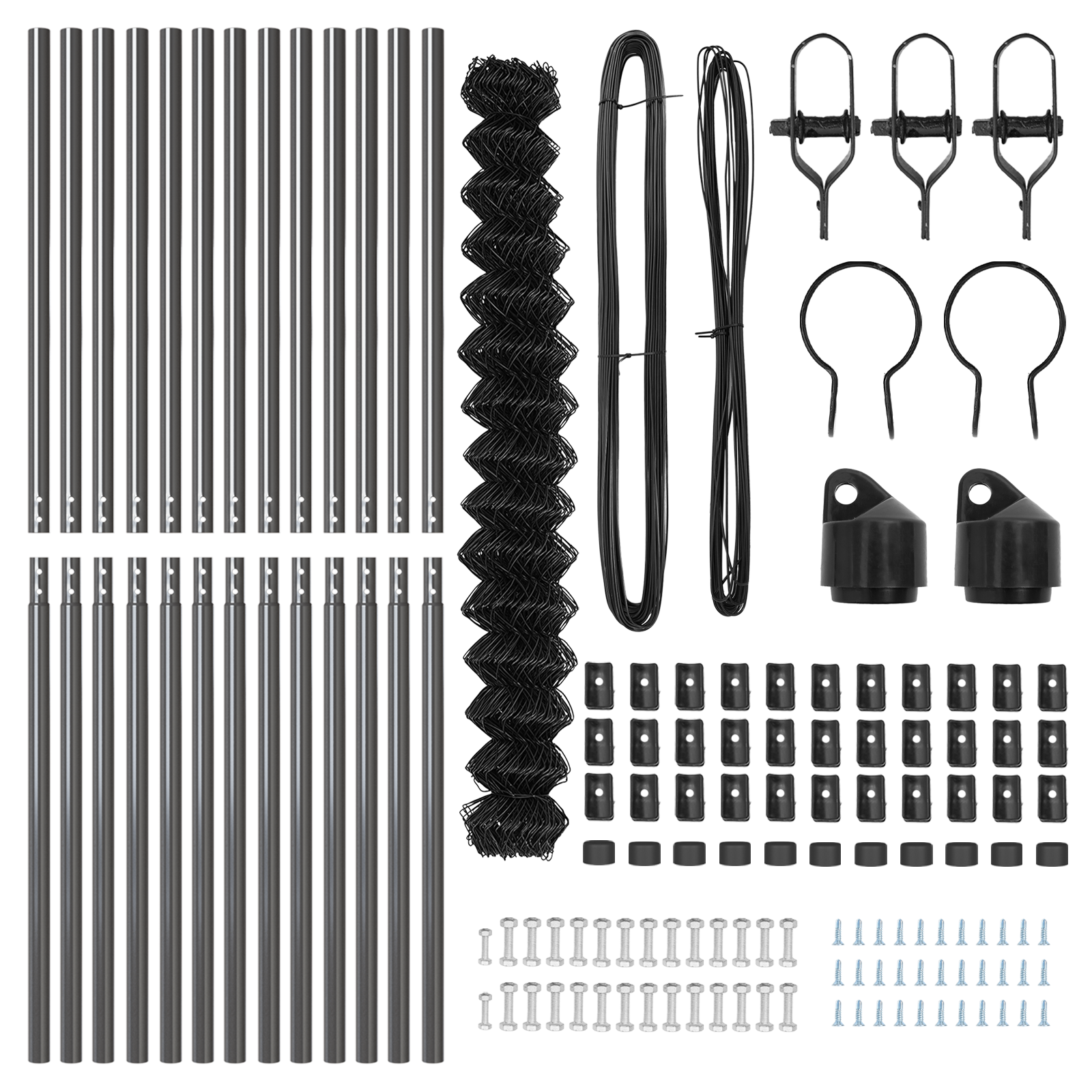 Chain Link Fence Set of 2 Grey Steel 25 x 1.5 m Durable - Image 5