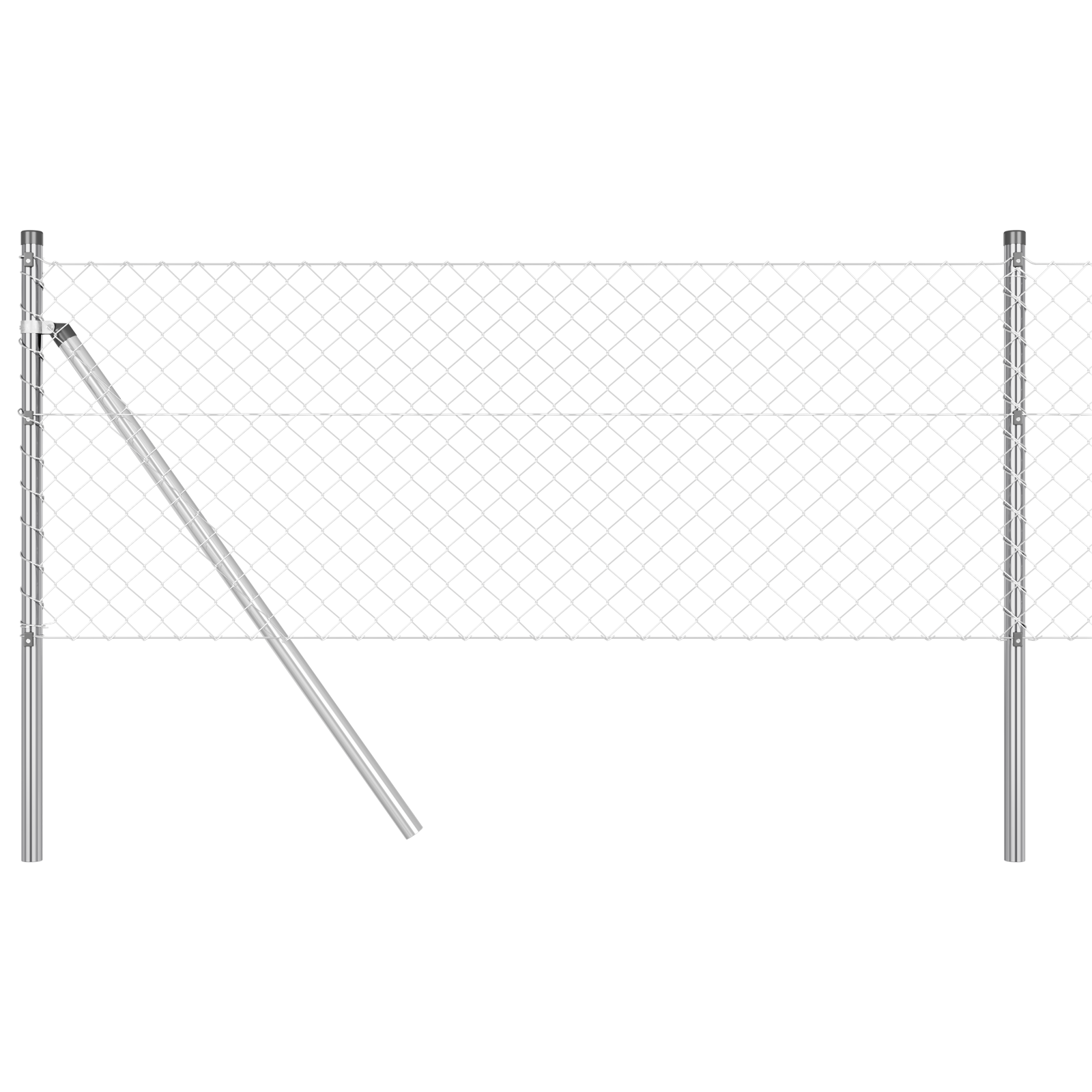 Chain Link Fence with 7 Posts 0.4x10 m Galvanised Steel - Image 2