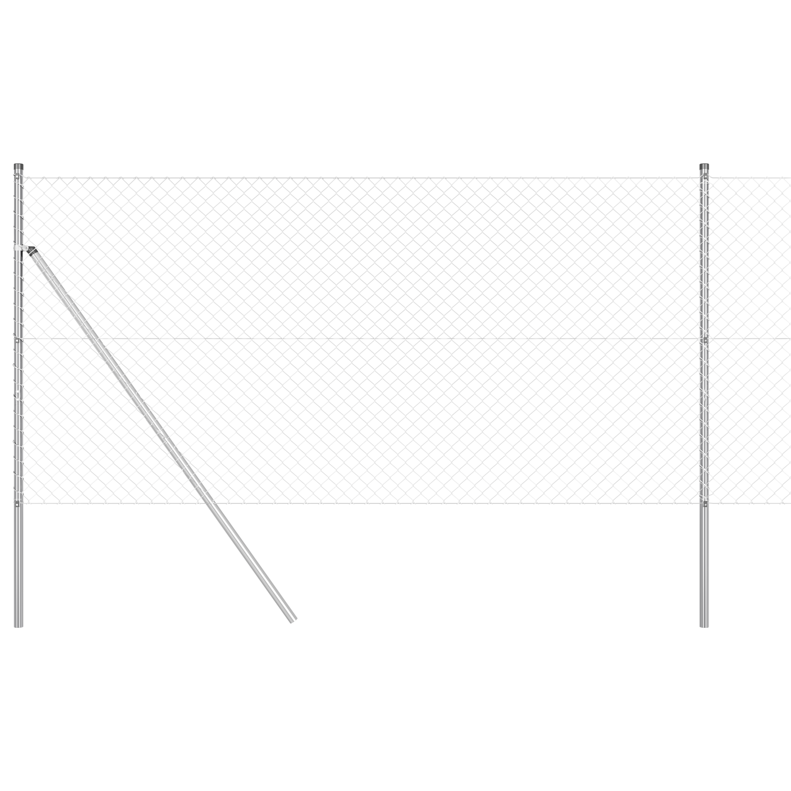 Chain Link Fence with 7 Posts 1.2x10 m Galvanised Steel - Image 2