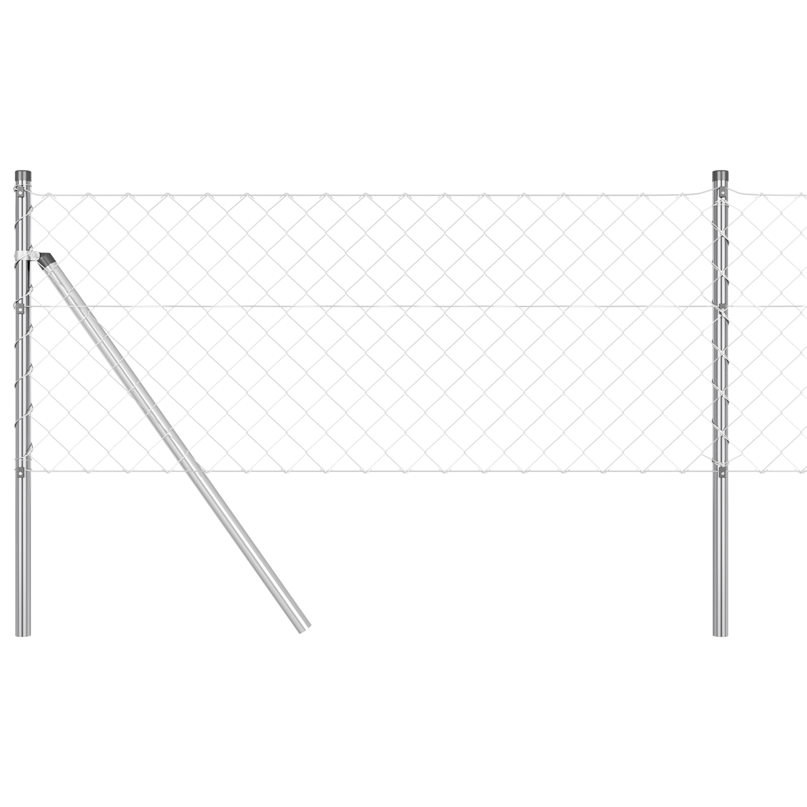 Chain Link Fence with 7 Posts 0.6x10 m Galvanised Steel - Image 2