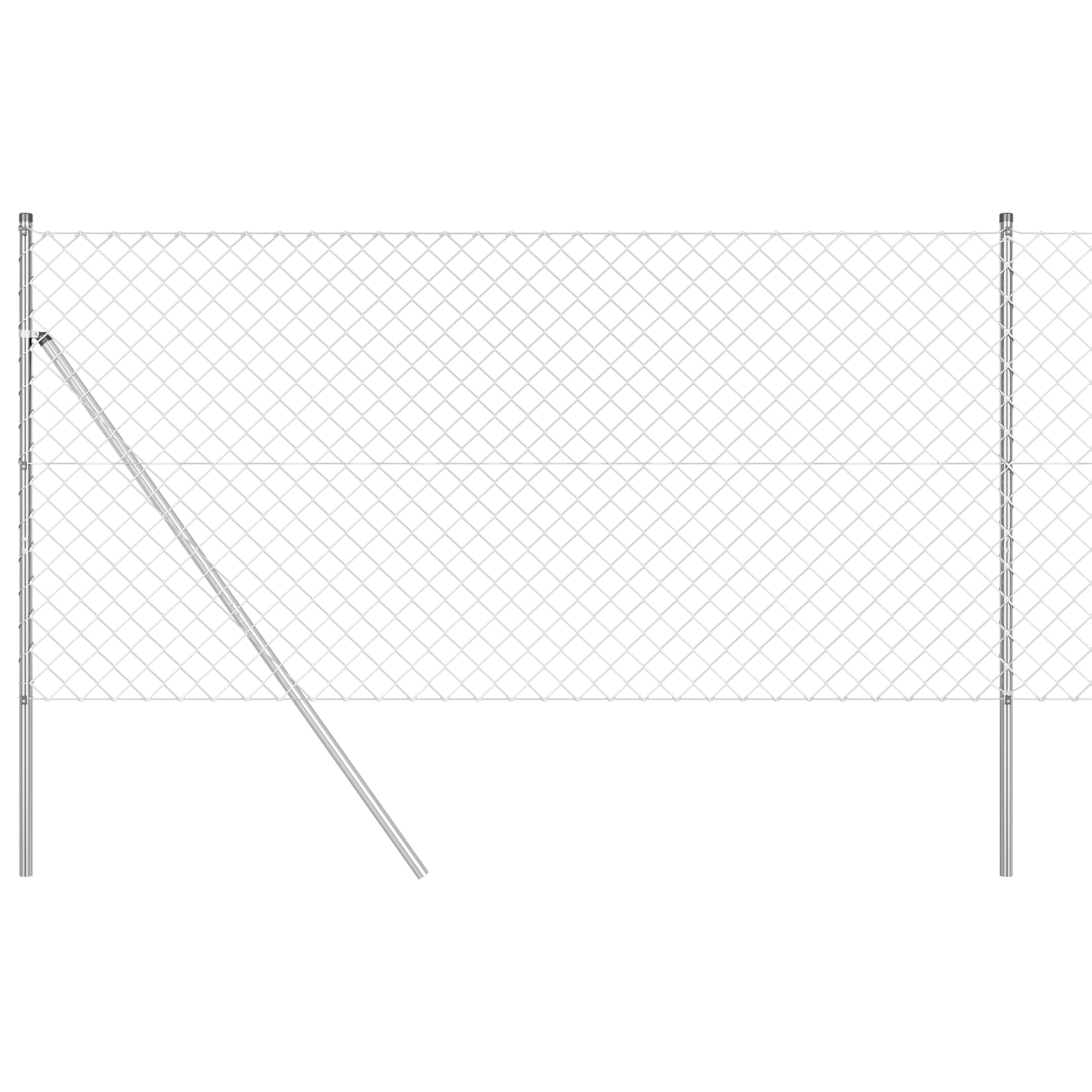 Chain Link Fence with 7 Posts 1.4x10 m Galvanised Steel - Image 2