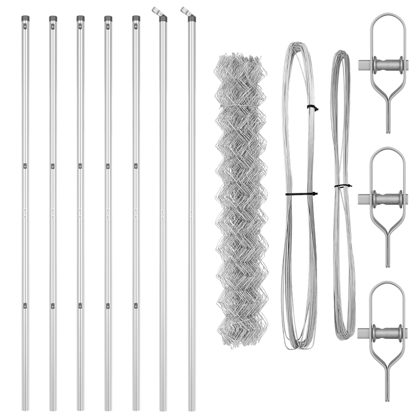 Chain Link Fence with 7 Posts 1.6x10 m Galvanised Steel - Image 4