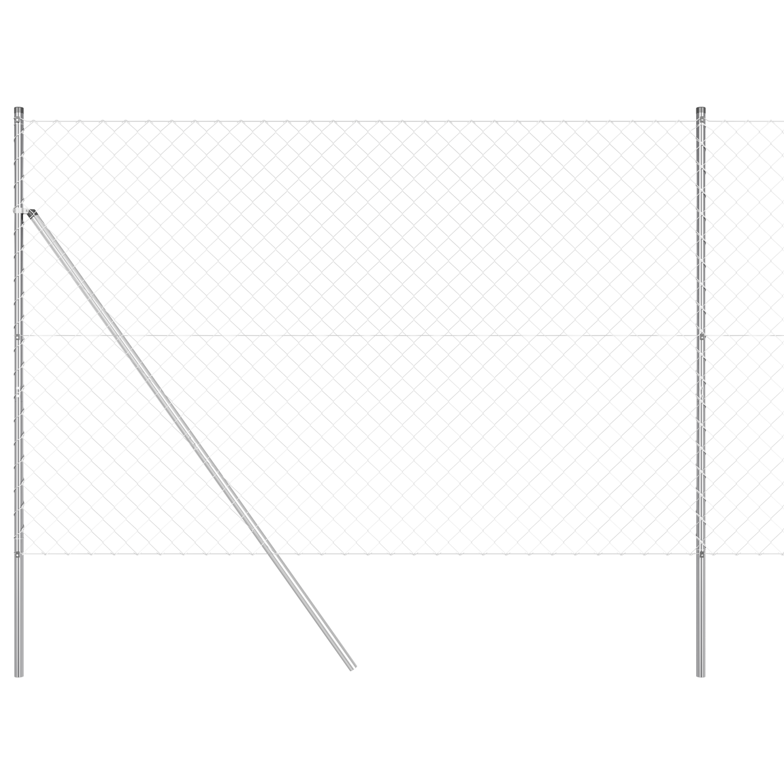 Chain Link Fence with 7 Posts 1.6x10 m Galvanised Steel - Image 2