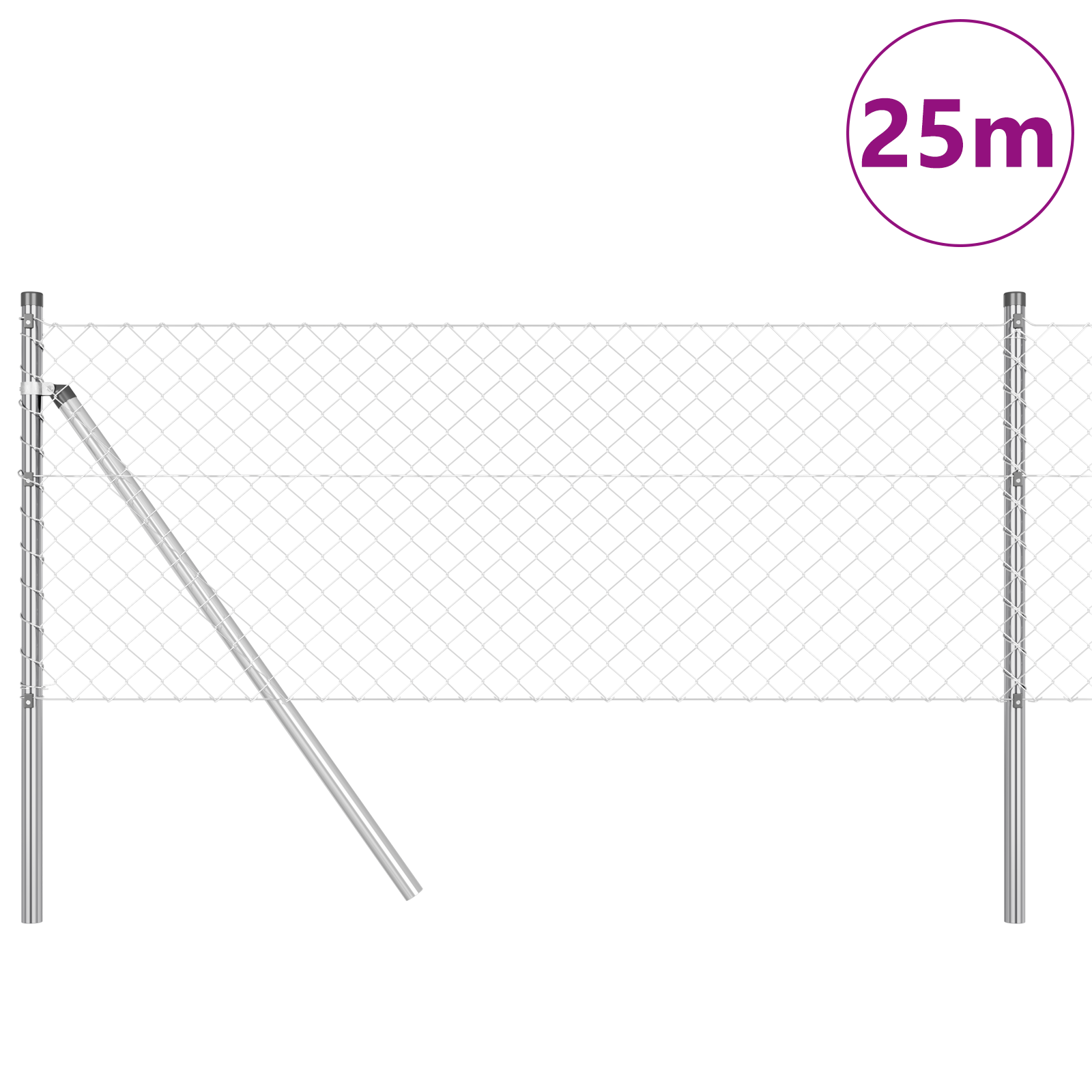 Chain Link Fence with 13 Posts 0.6x25 m Galvanised Steel - Image 3