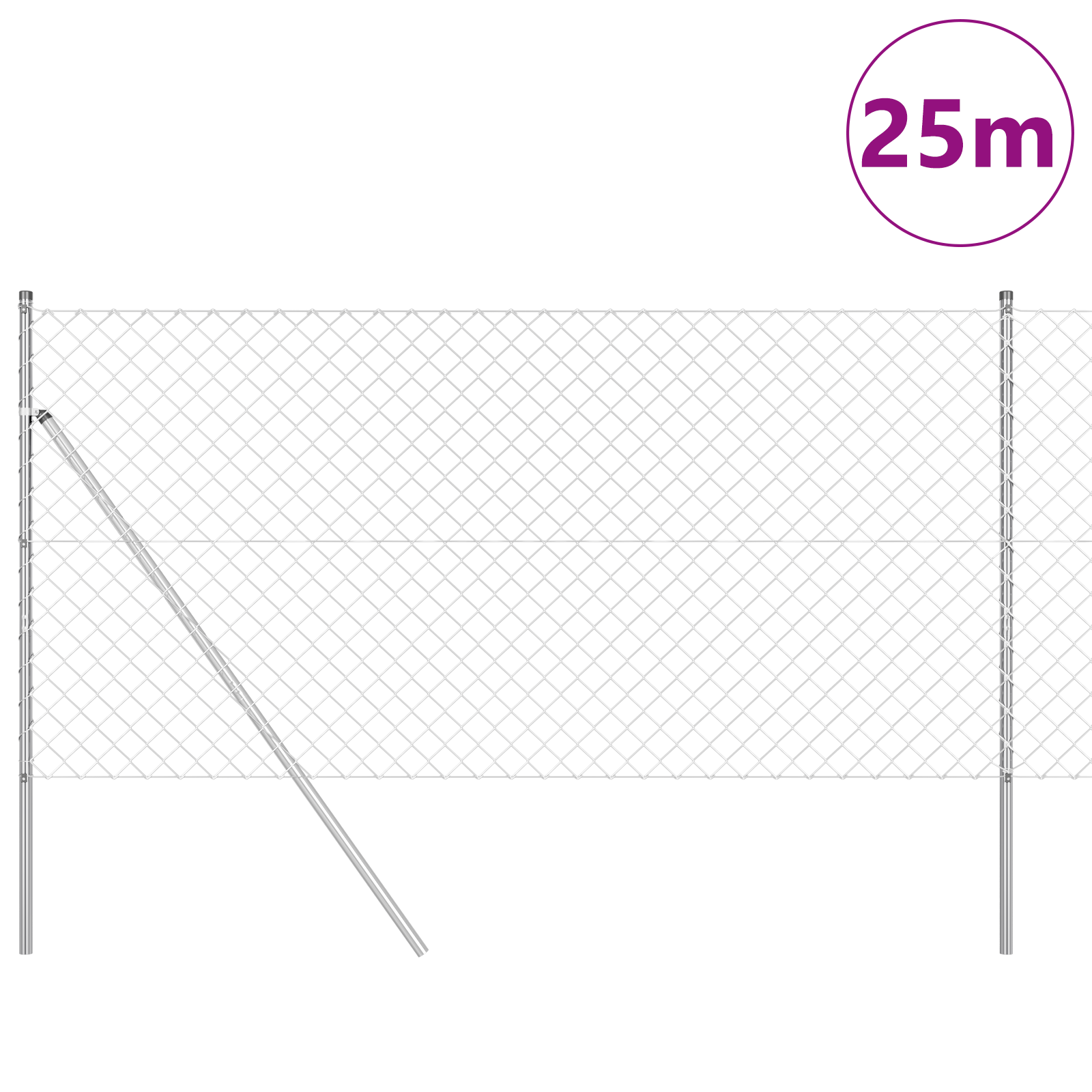 Chain Link Fence Set of 2 Galvanised Steel 25 x 1 m Durable - Image 3
