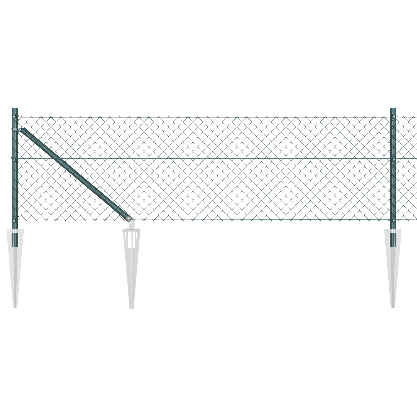 Chain Link Fence with 7 Spike Posts 0.6x10 m Galvanised Steel - Image 2