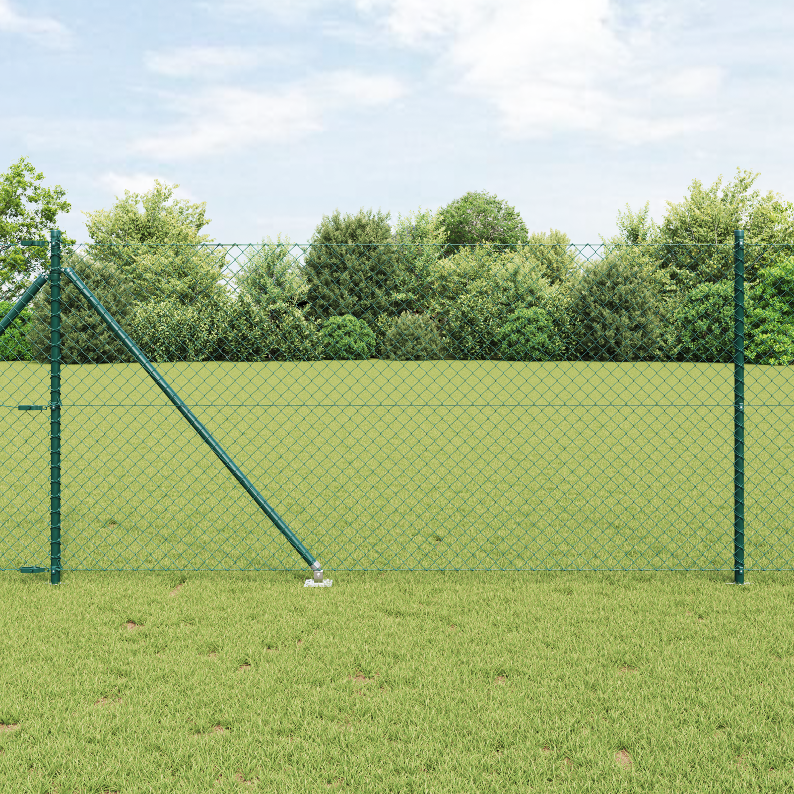 Chain Link Fence with 7 Spike Posts 1x10 m Galvanised Steel