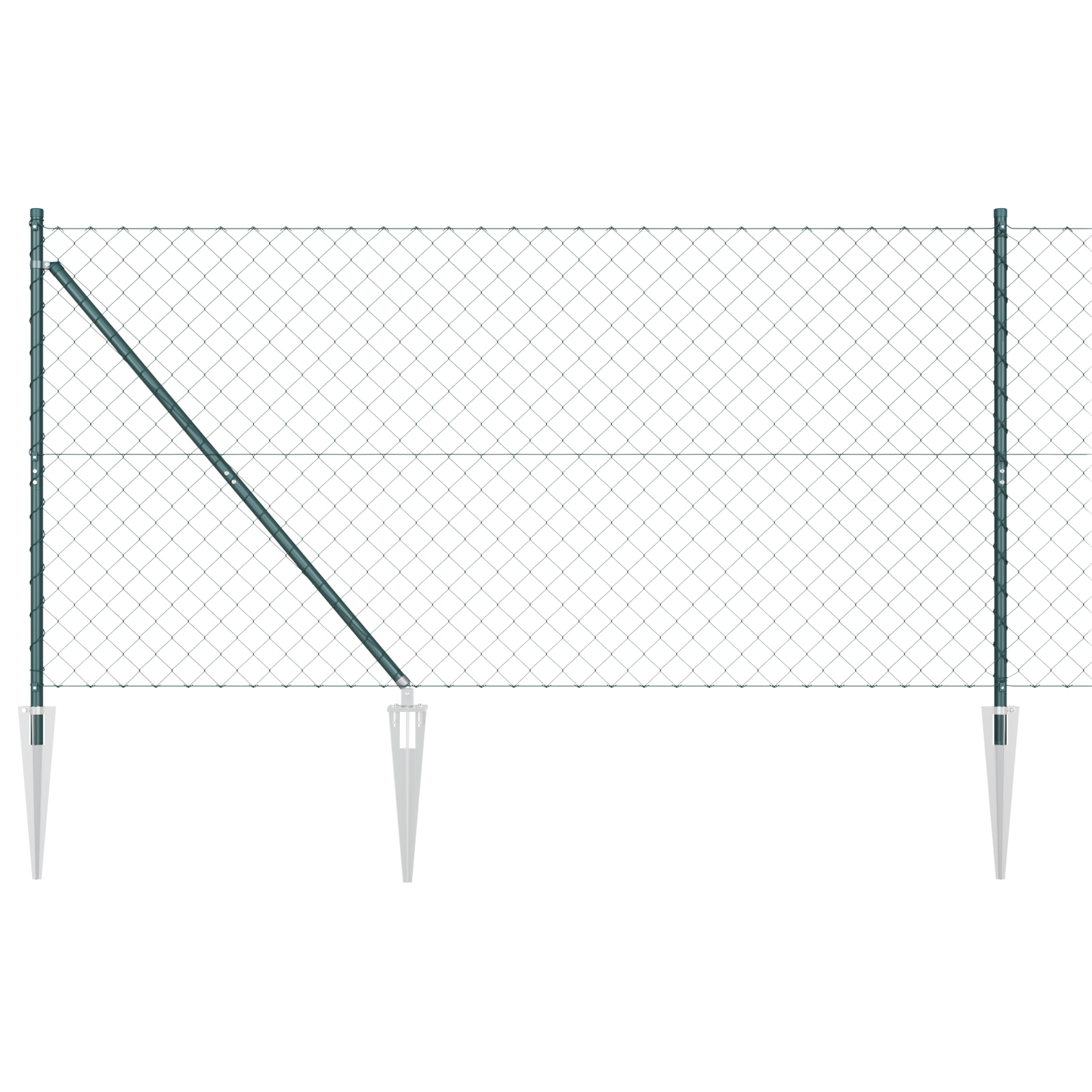Chain Link Fence with 7 Spike Posts 1.2x10 m Galvanised Steel - Image 2
