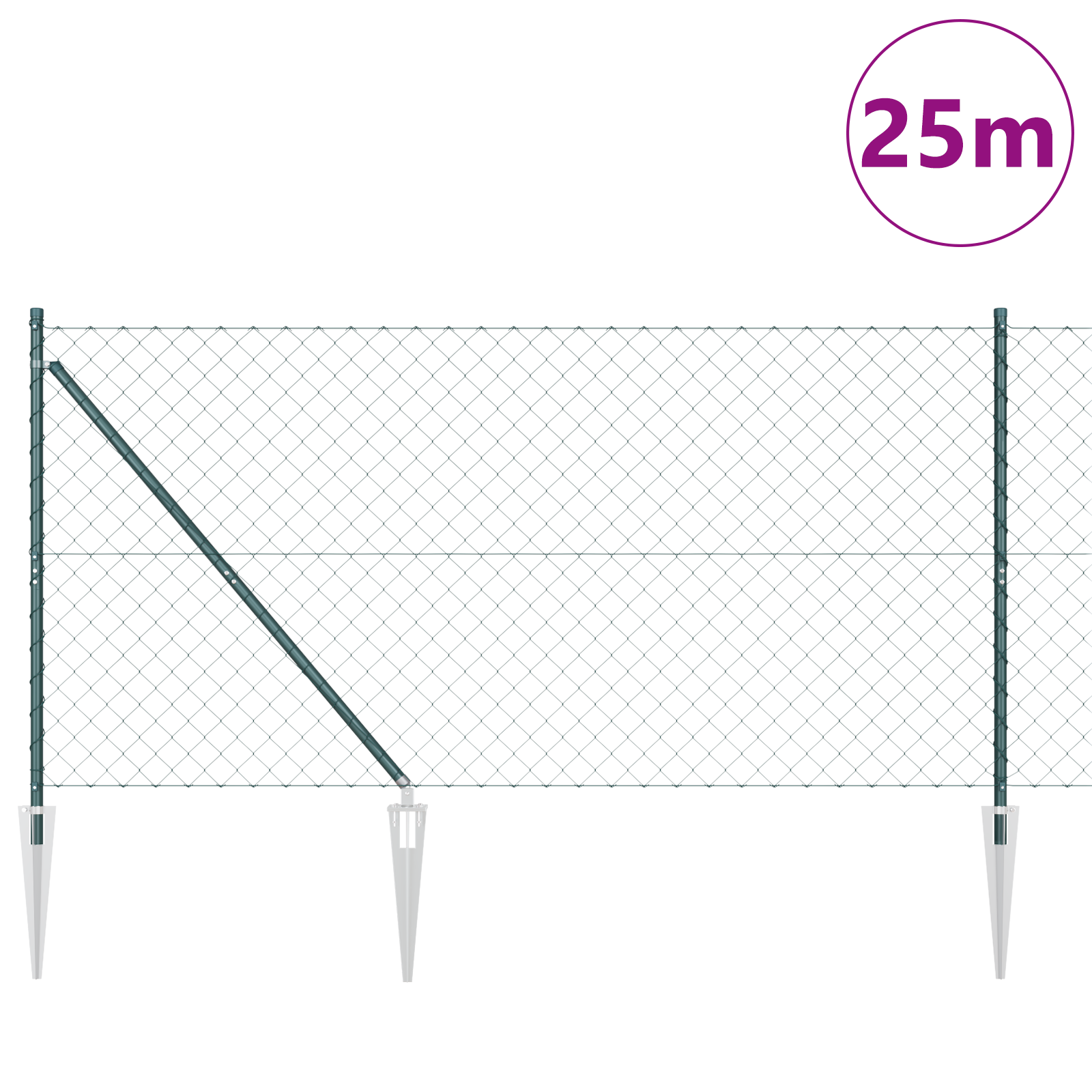 Chain Link Fence Set of 2 Green PVC 1 x 25 m Durable - Image 3