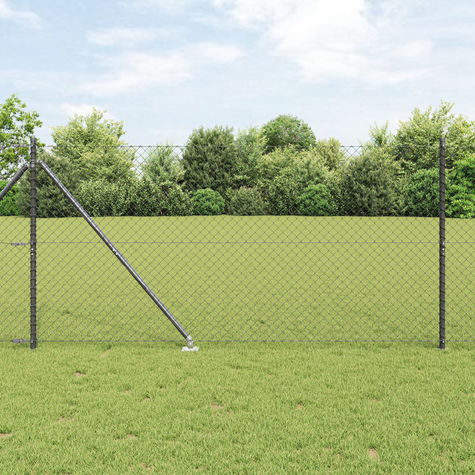 Chain Link Fence with 7 Spike Posts 1.4x10 m Galvanised Steel