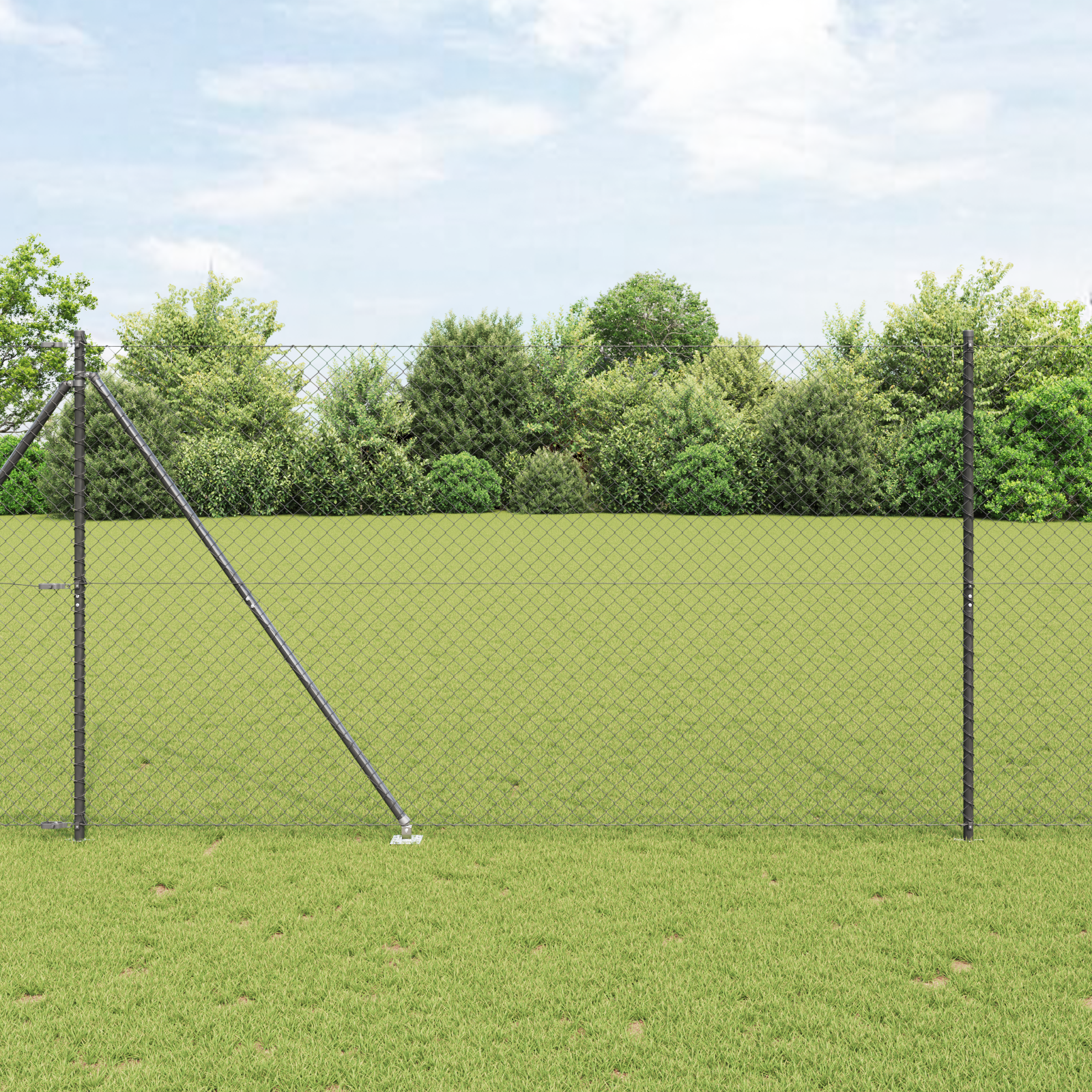 Chain Link Fence with 7 Spike Posts 1.6x10 m Galvanised Steel
