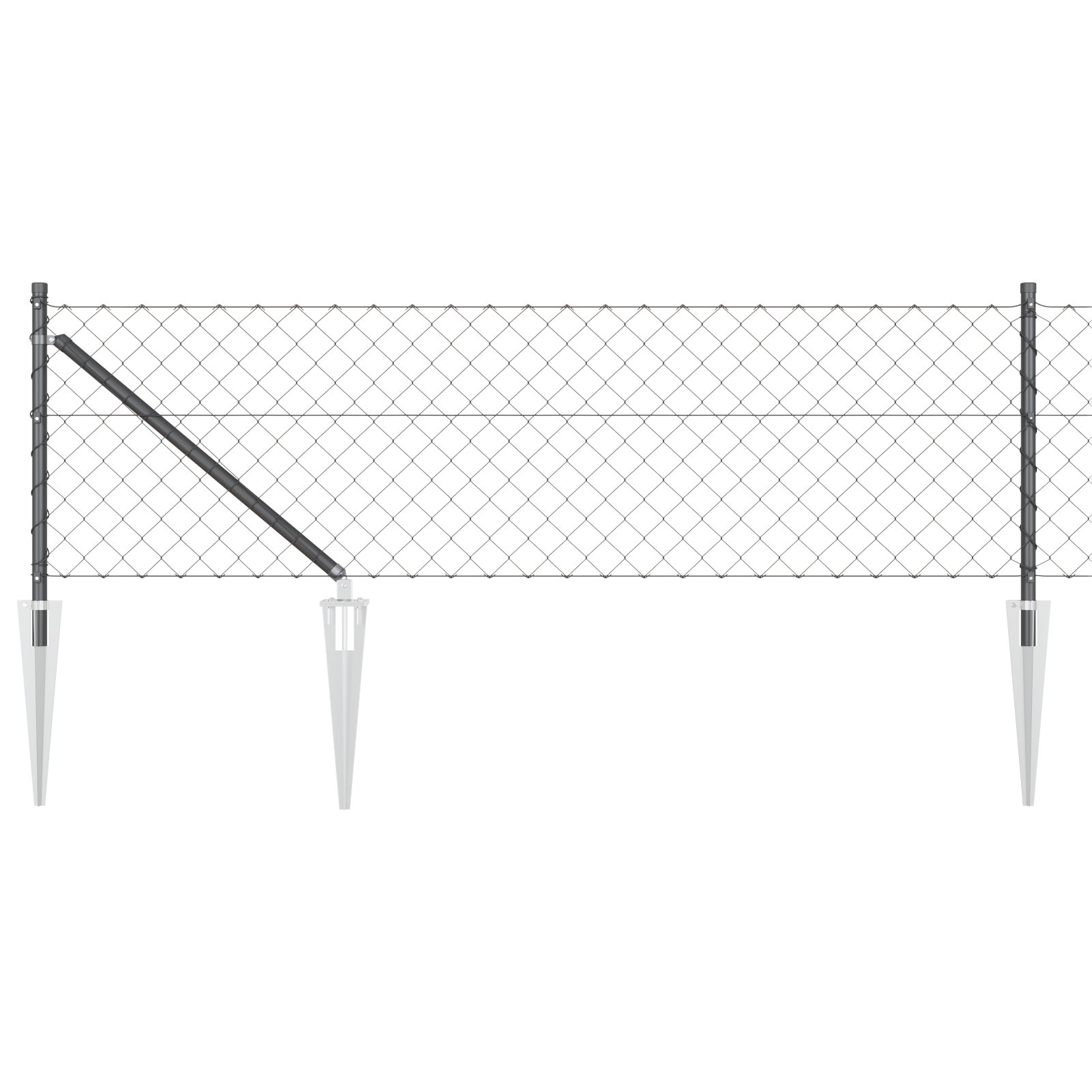 Chain Link Fence with 13 Spike Posts 0.4x25 m Galvanised Steel - Image 2