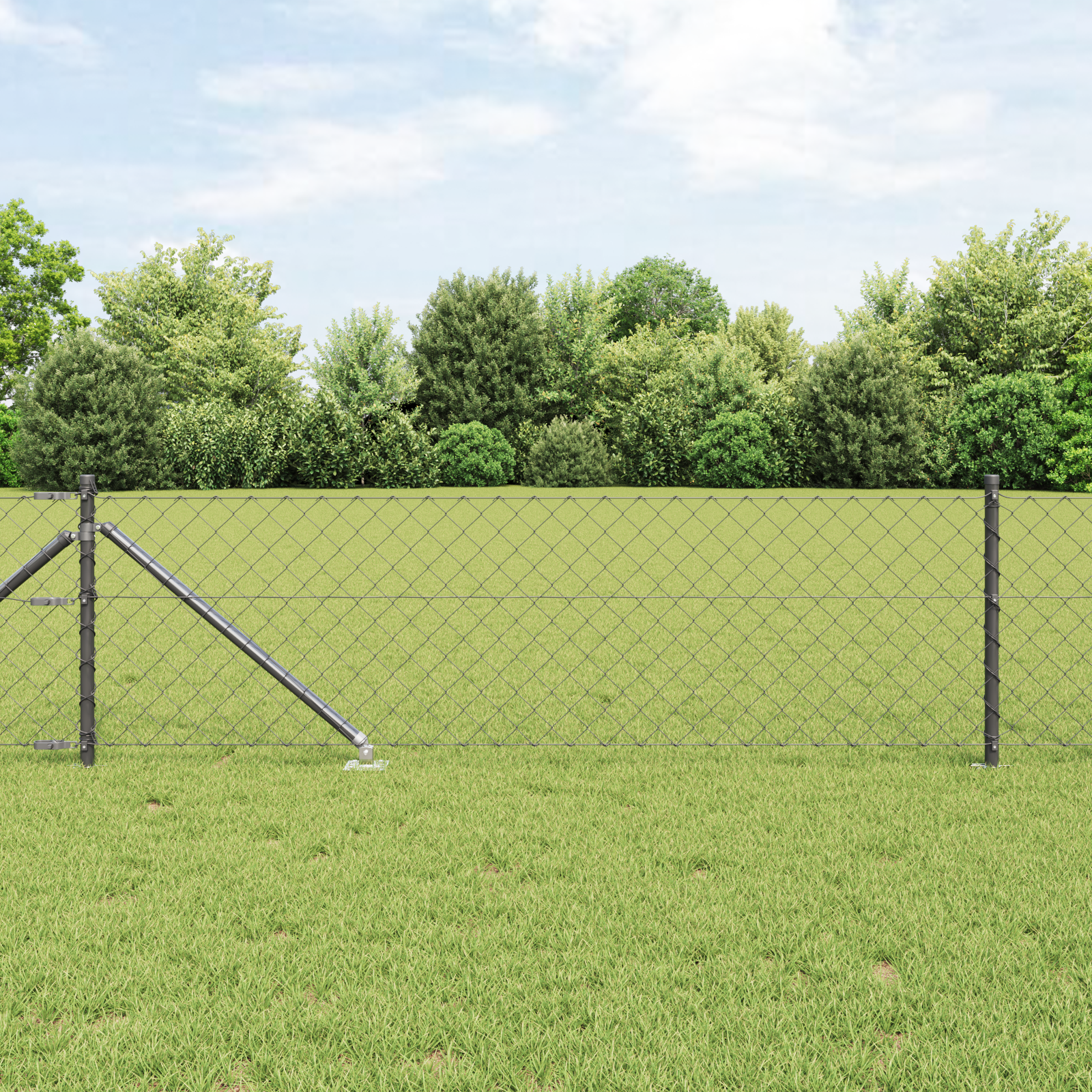 Chain Link Fence with 13 Spike Posts 0.4x25 m Galvanised Steel