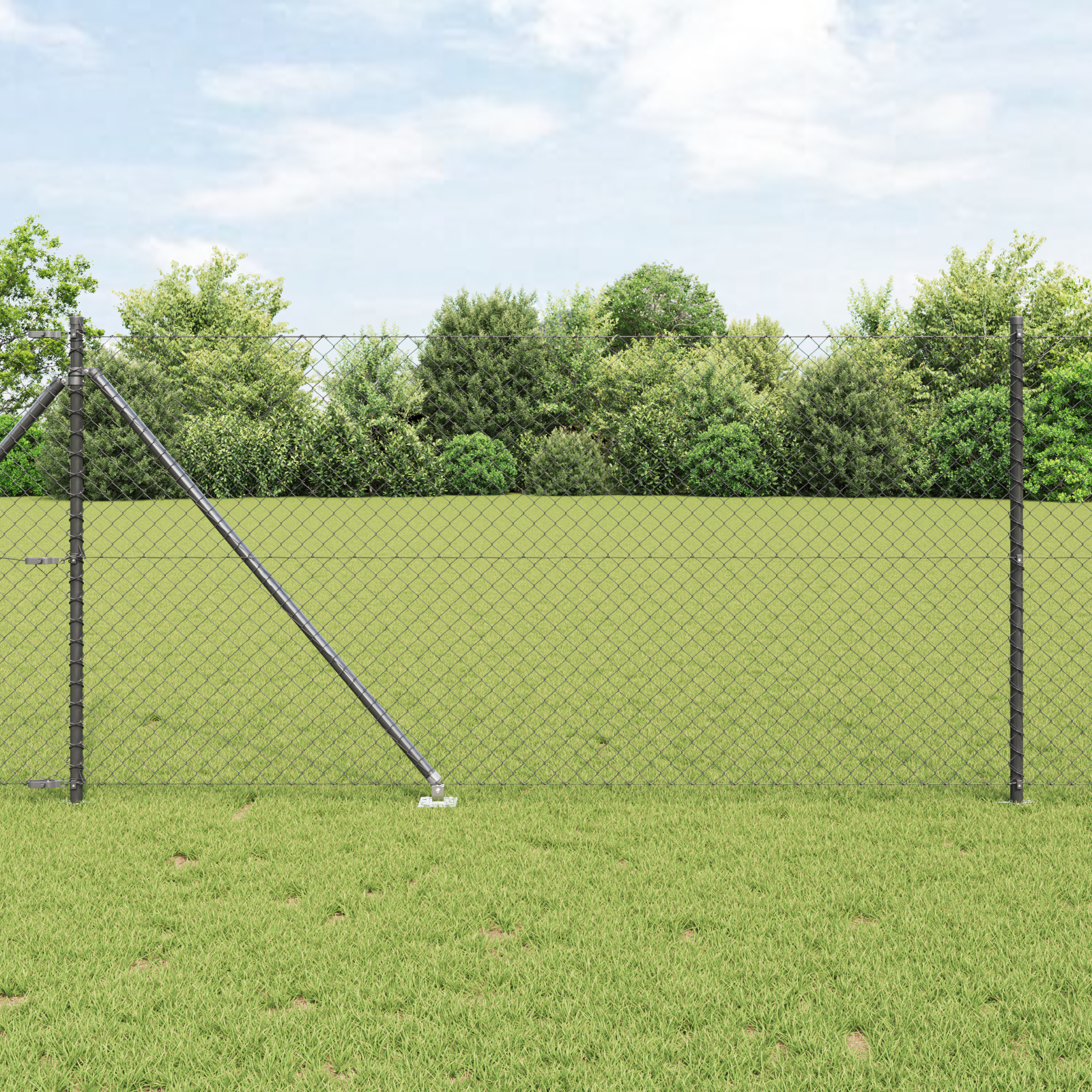 Chain Link Fence with 13 Spike Posts 1x25 m Galvanised Steel