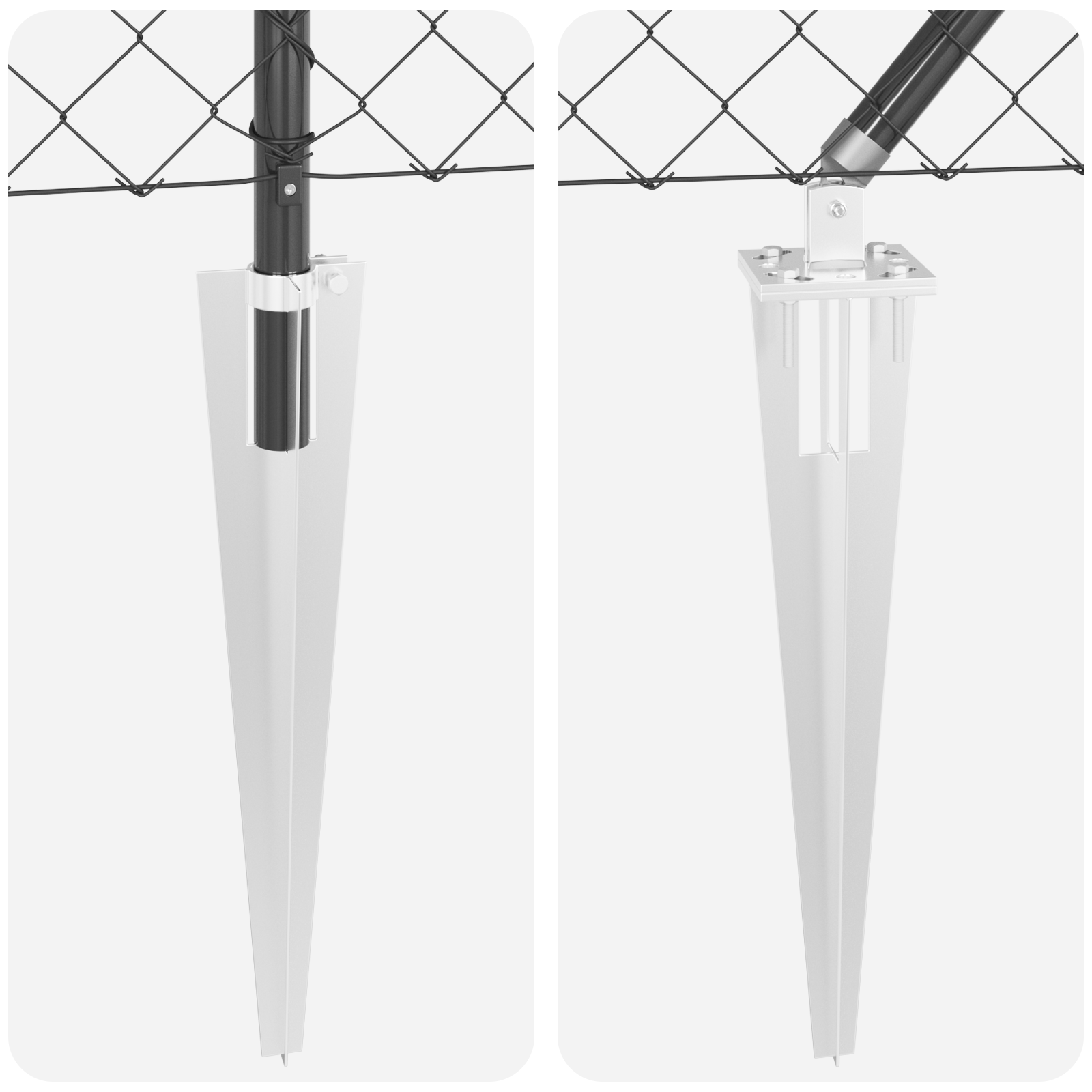 Chain Link Fence Set of 2 Grey Powder-Coated Steel 25 x 1 m - Image 8