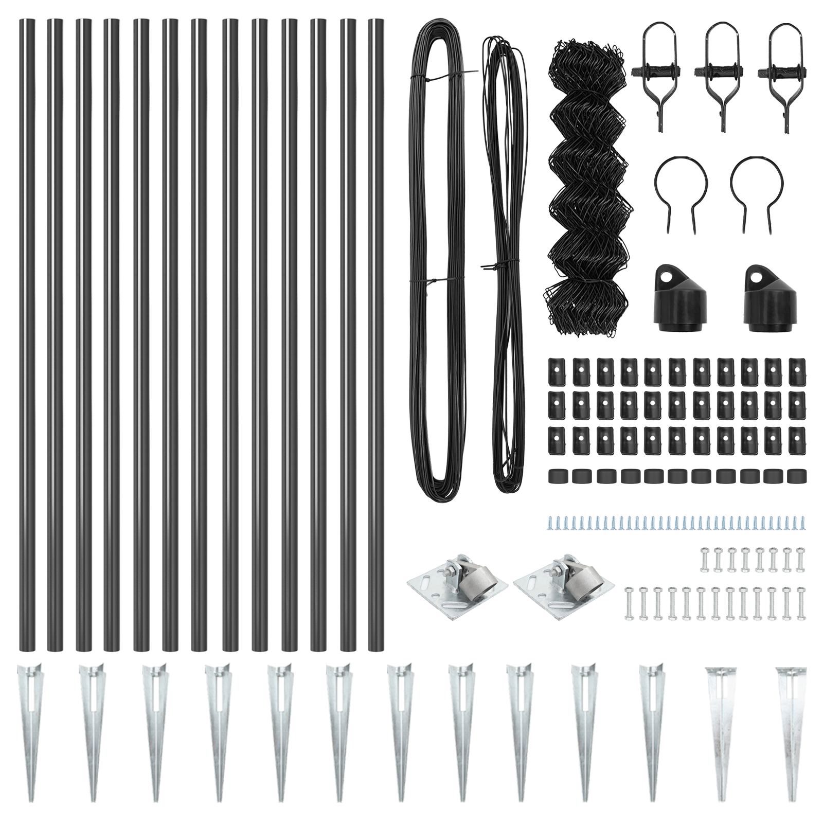 Chain Link Fence Set of 2 Grey Powder-Coated Steel 25 x 1 m - Image 5