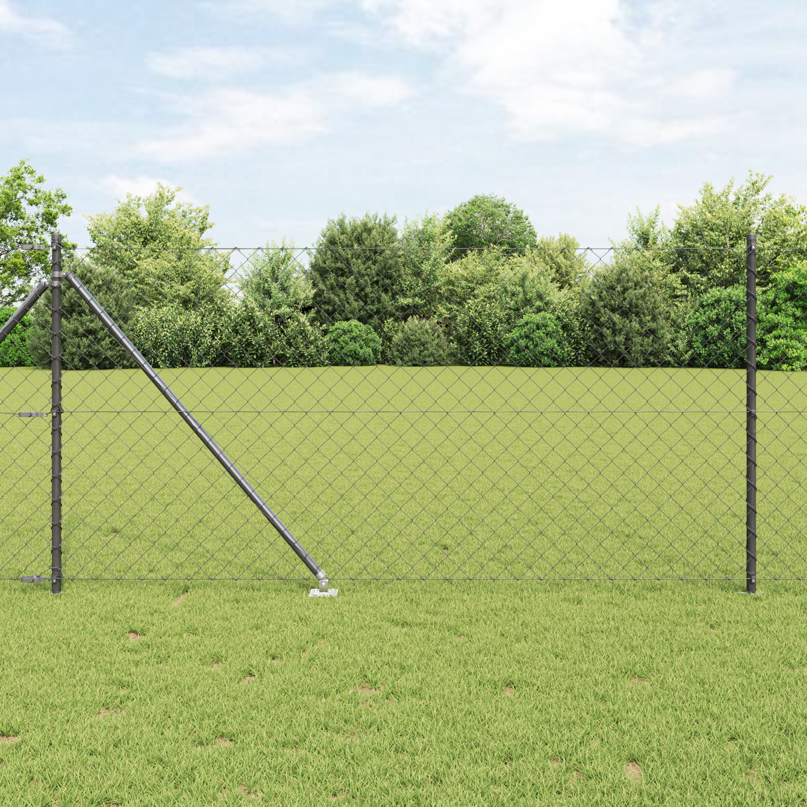 Chain Link Fence Set of 2 Grey Powder-Coated Steel 25 x 1 m