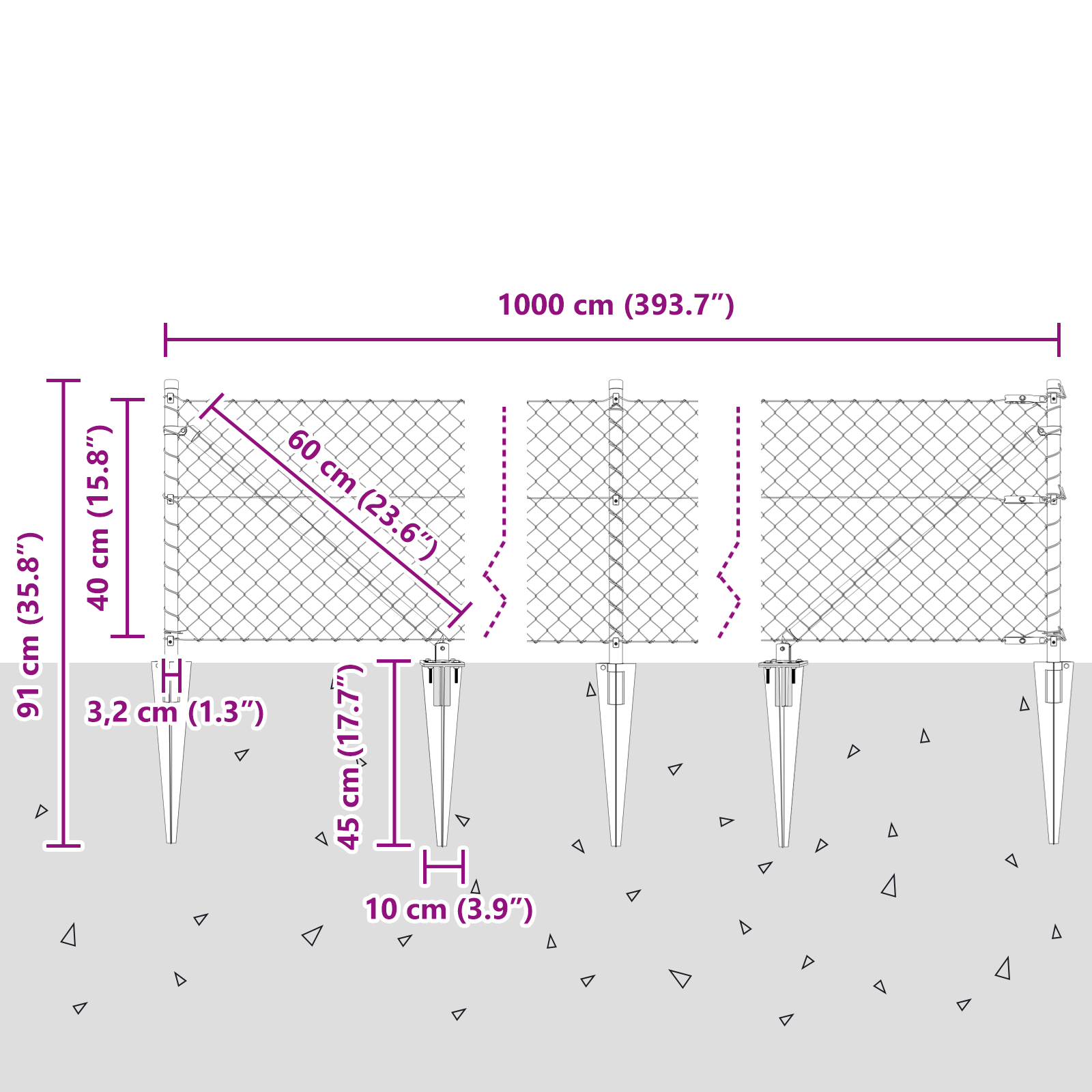 Chain Link Fence with 7 Spike Posts 0.4x10 m Galvanised Steel - Image 10