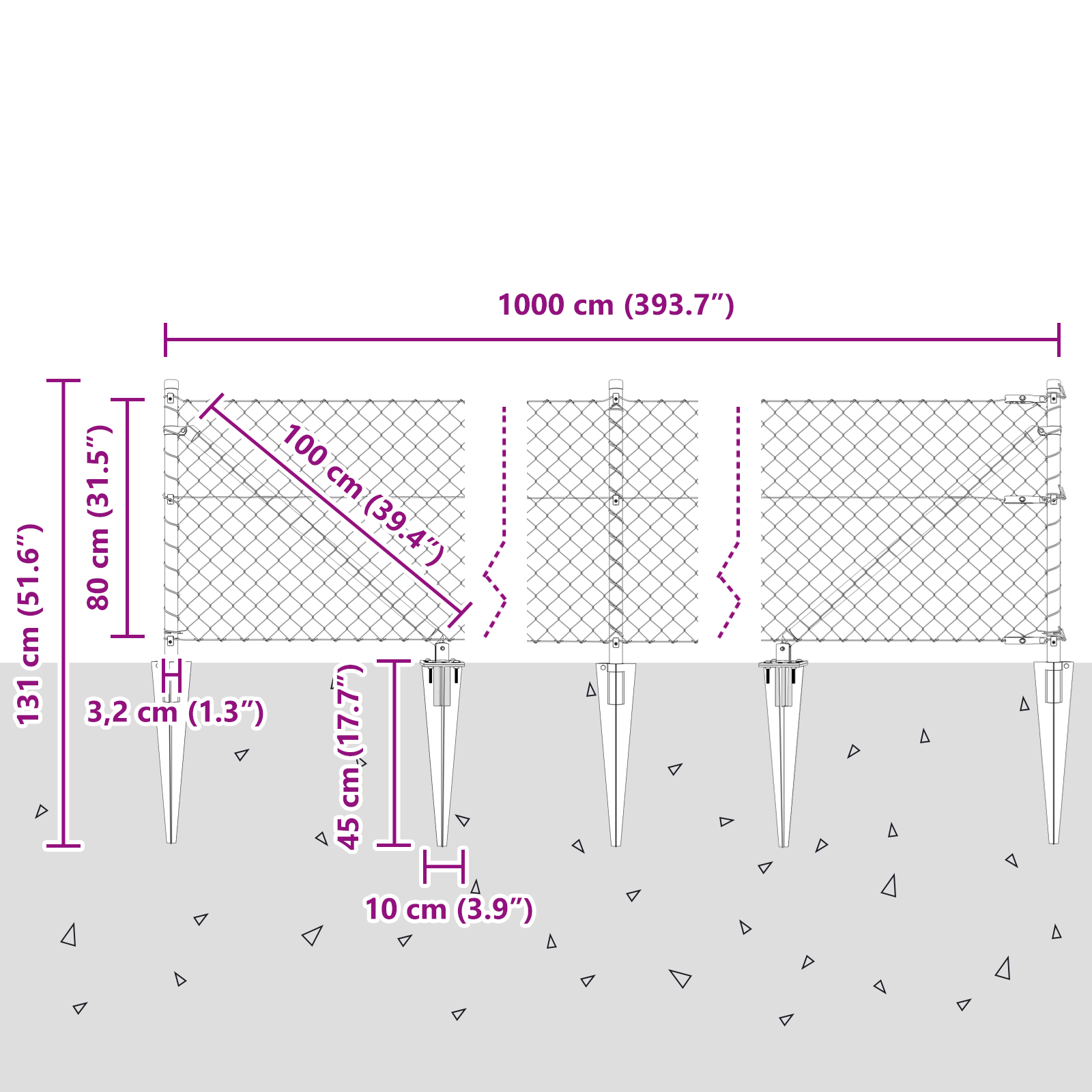 Chain Link Fence with 7 Spike Posts 0.8x10 m Galvanised Steel - Image 10
