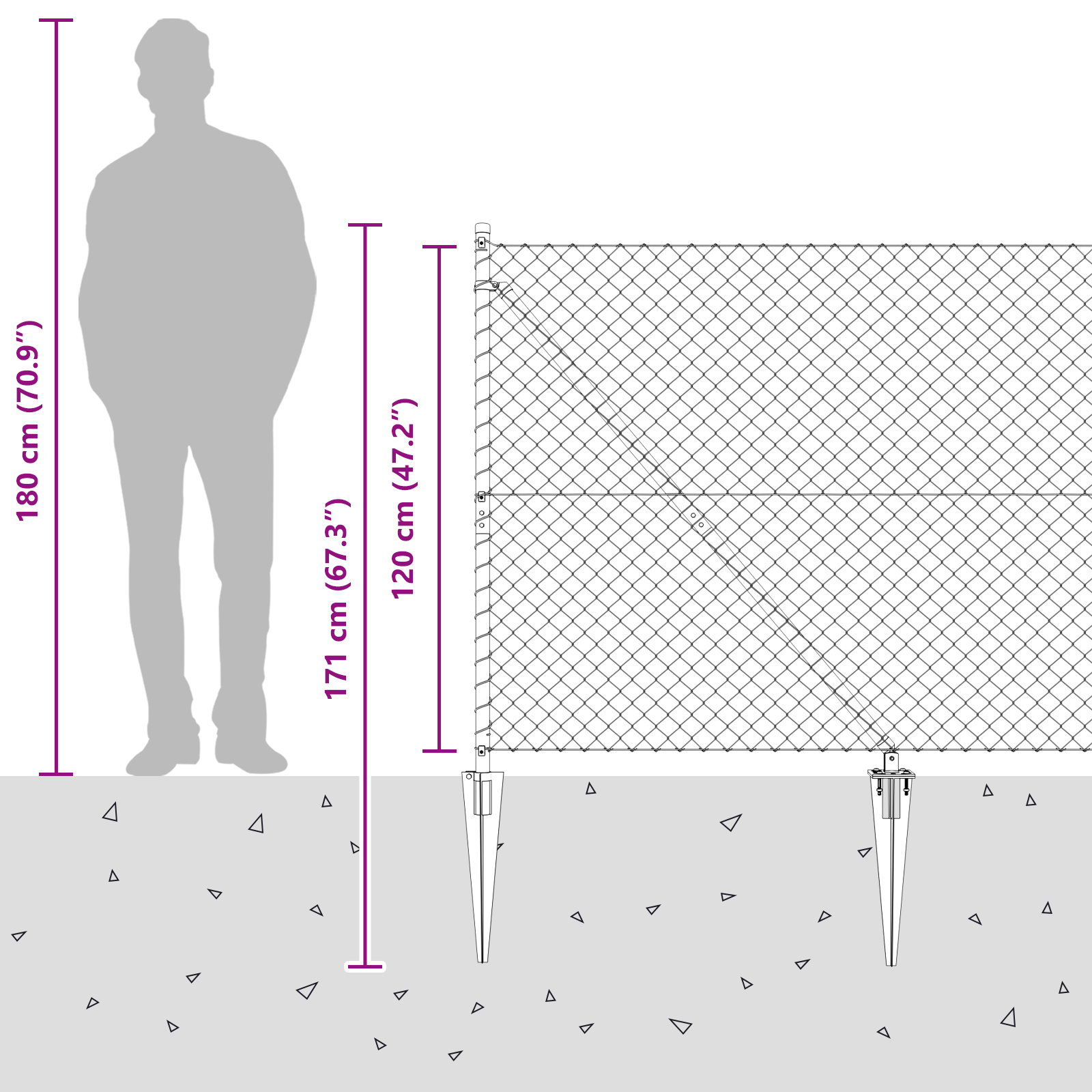 Chain Link Fence with 7 Spike Posts 1.2 x 10 m Galvanised Steel - Image 11