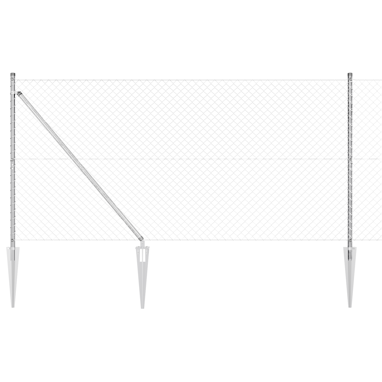 Chain Link Fence with 7 Spike Posts 1.4x10 m Galvanised Steel