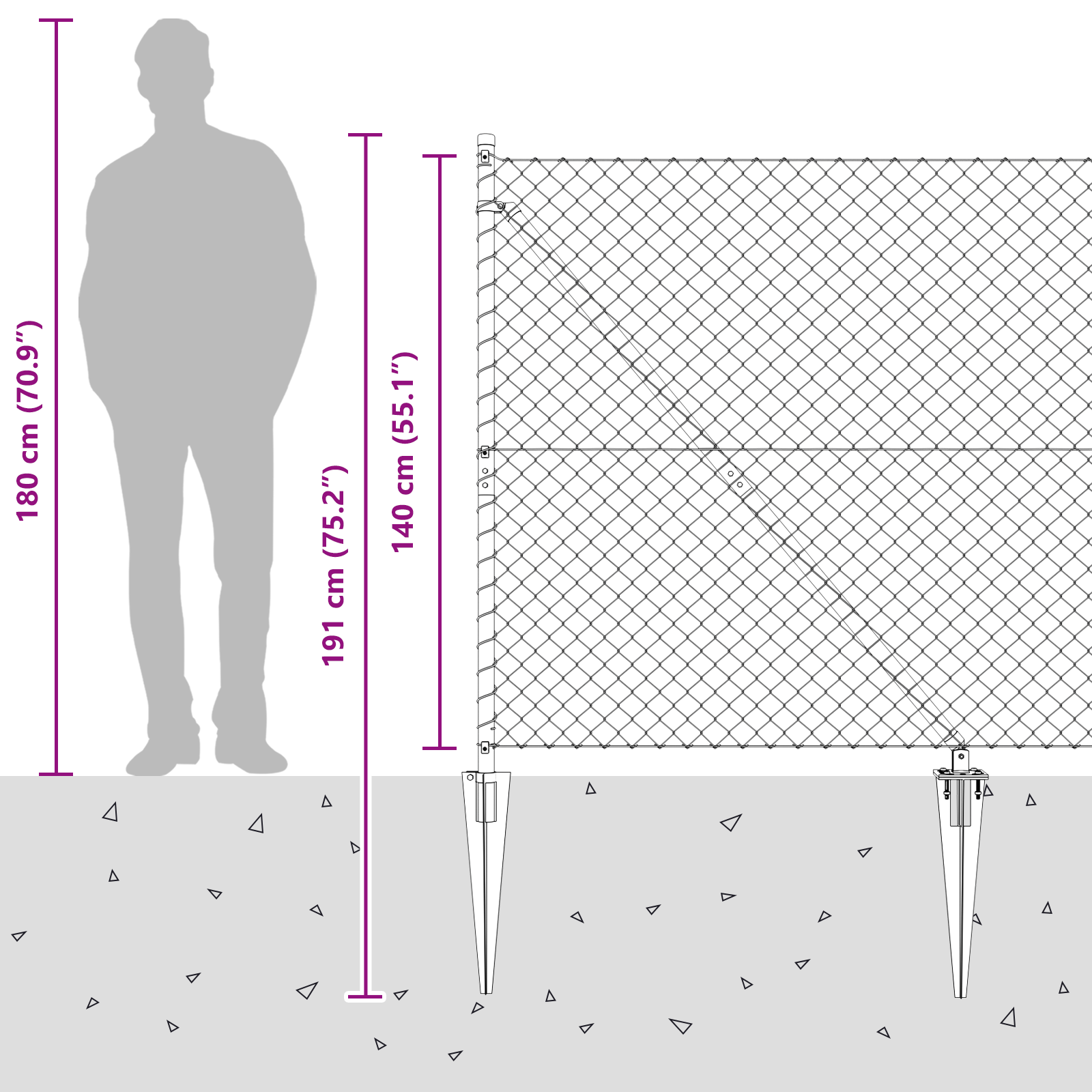 Chain Link Fence with 7 Spike Posts 1.4x10 m Galvanised Steel - Image 11