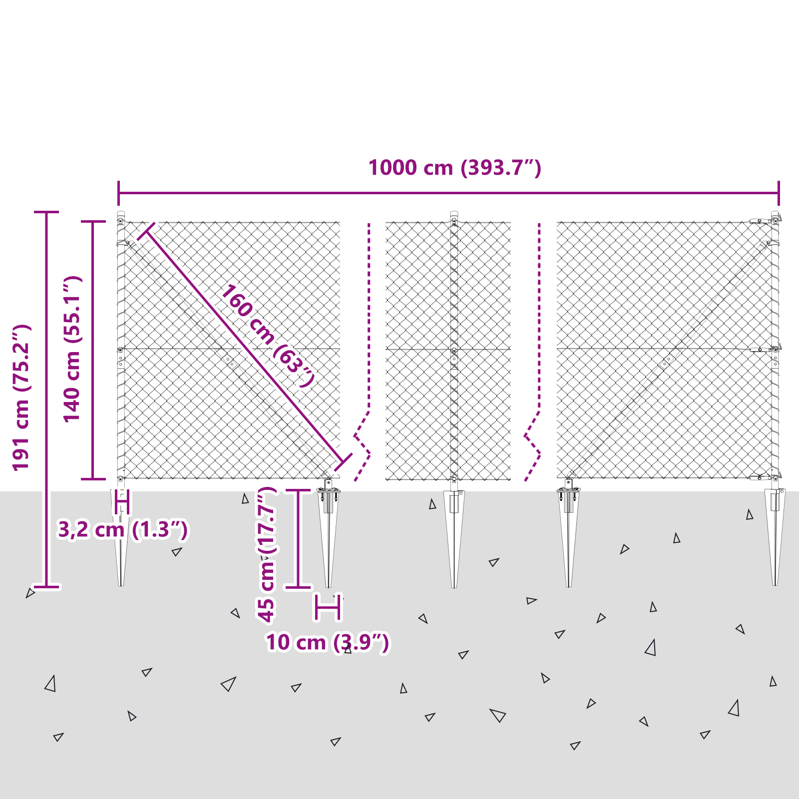 Chain Link Fence with 7 Spike Posts 1.4x10 m Galvanised Steel - Image 9