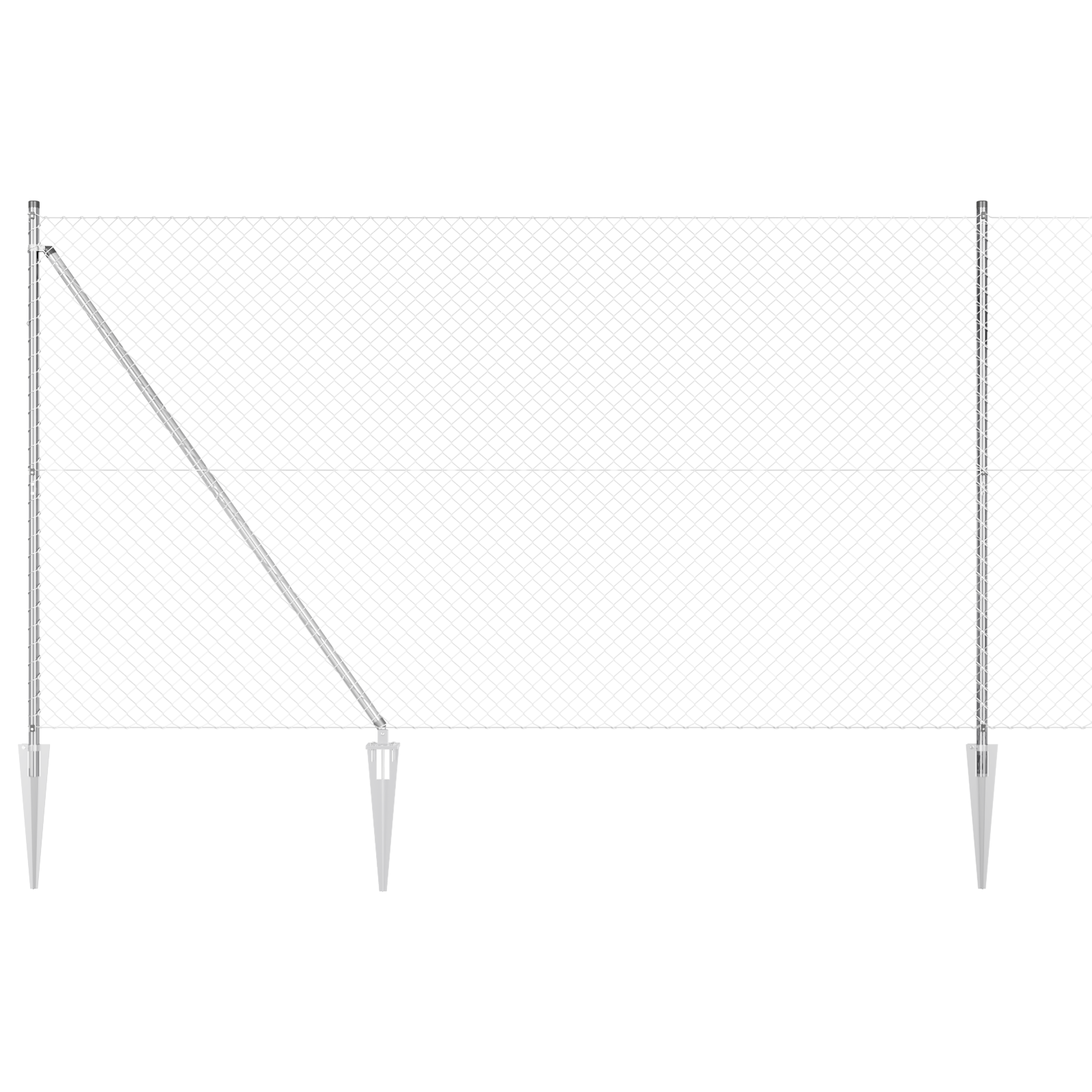 Chain Link Fence with 7 Spike Posts 1.6x10 m Galvanised Steel