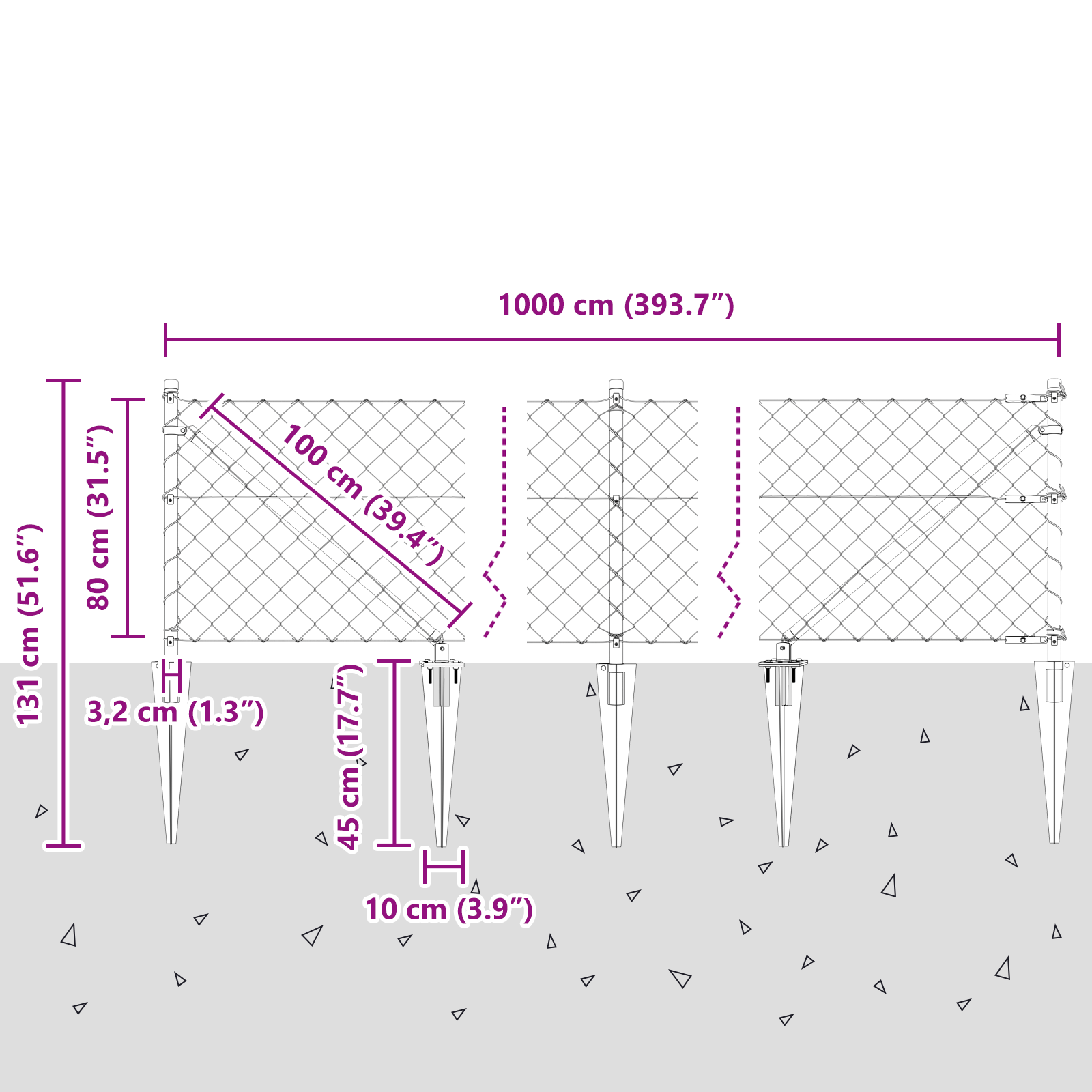Chain Link Fence with 7 Spike Posts 0.8x10 m Galvanised Steel - Image 10