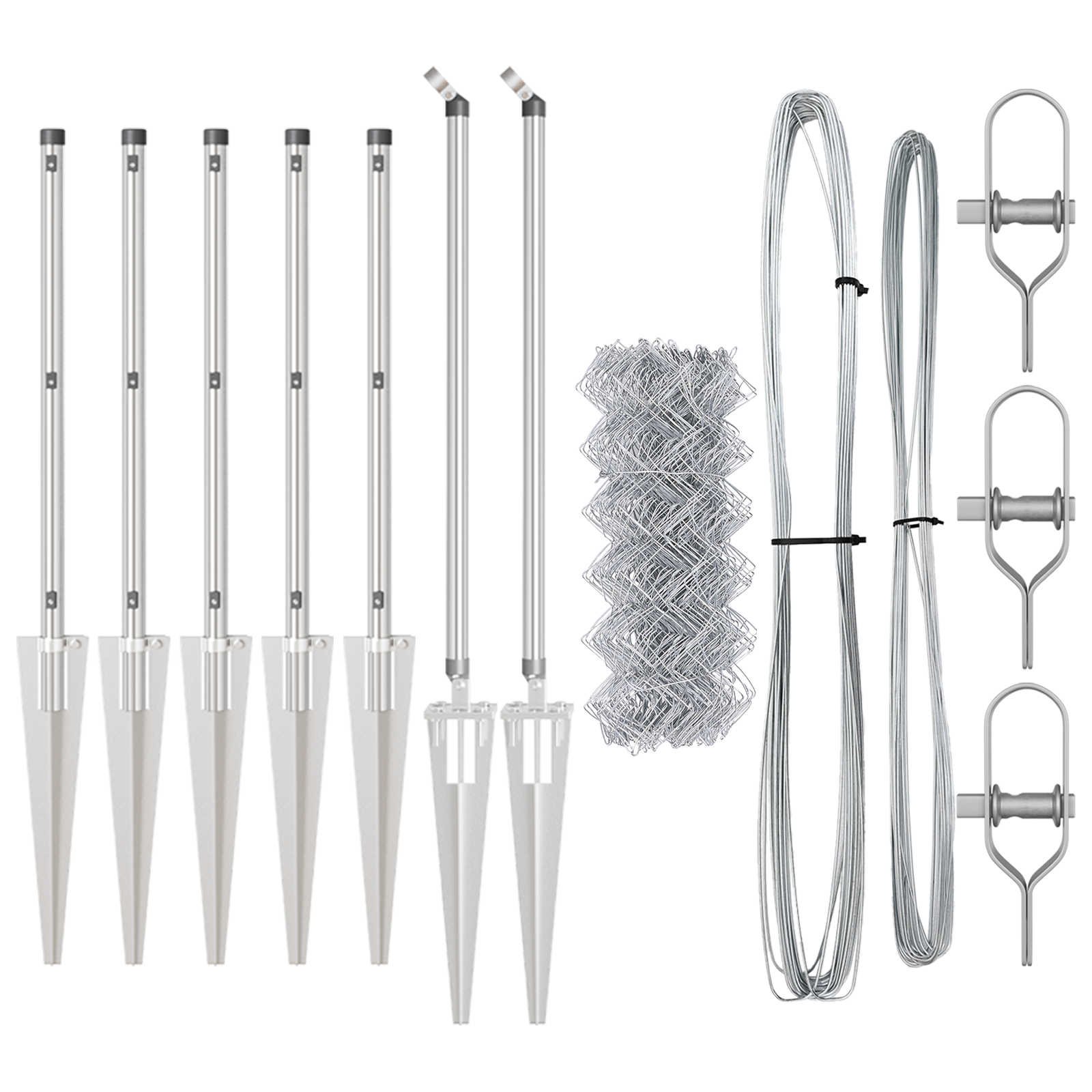 Chain Link Fence with 7 Spike Posts 1x10 m Galvanised Steel - Image 3