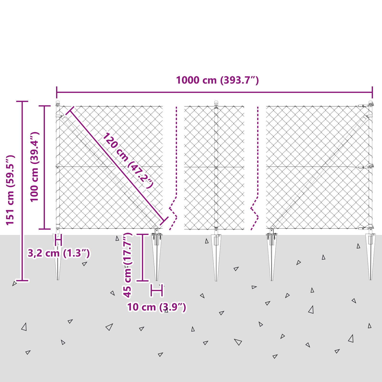 Chain Link Fence with 7 Spike Posts 1x10 m Galvanised Steel - Image 10