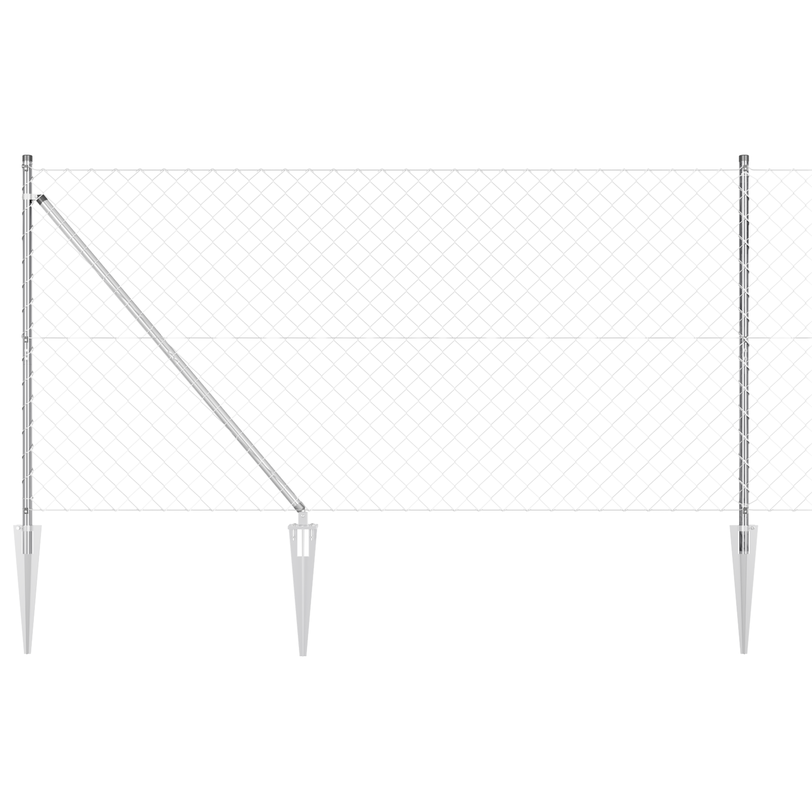 Chain Link Fence with 7 Spike Posts 1.2x10 m Galvanised Steel