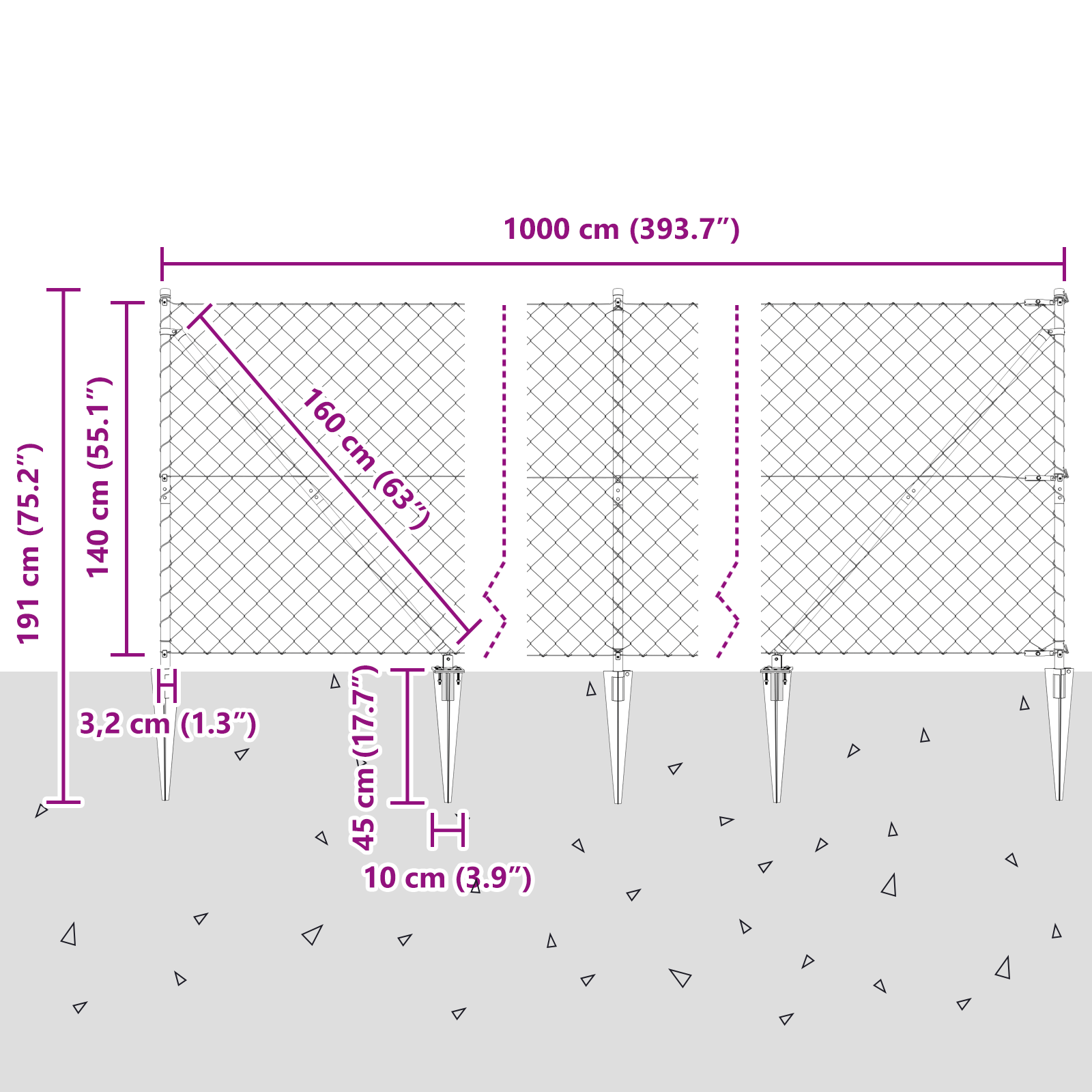 Chain Link Fence with 7 Spike Posts 1.4x10 m Galvanised Steel - Image 9