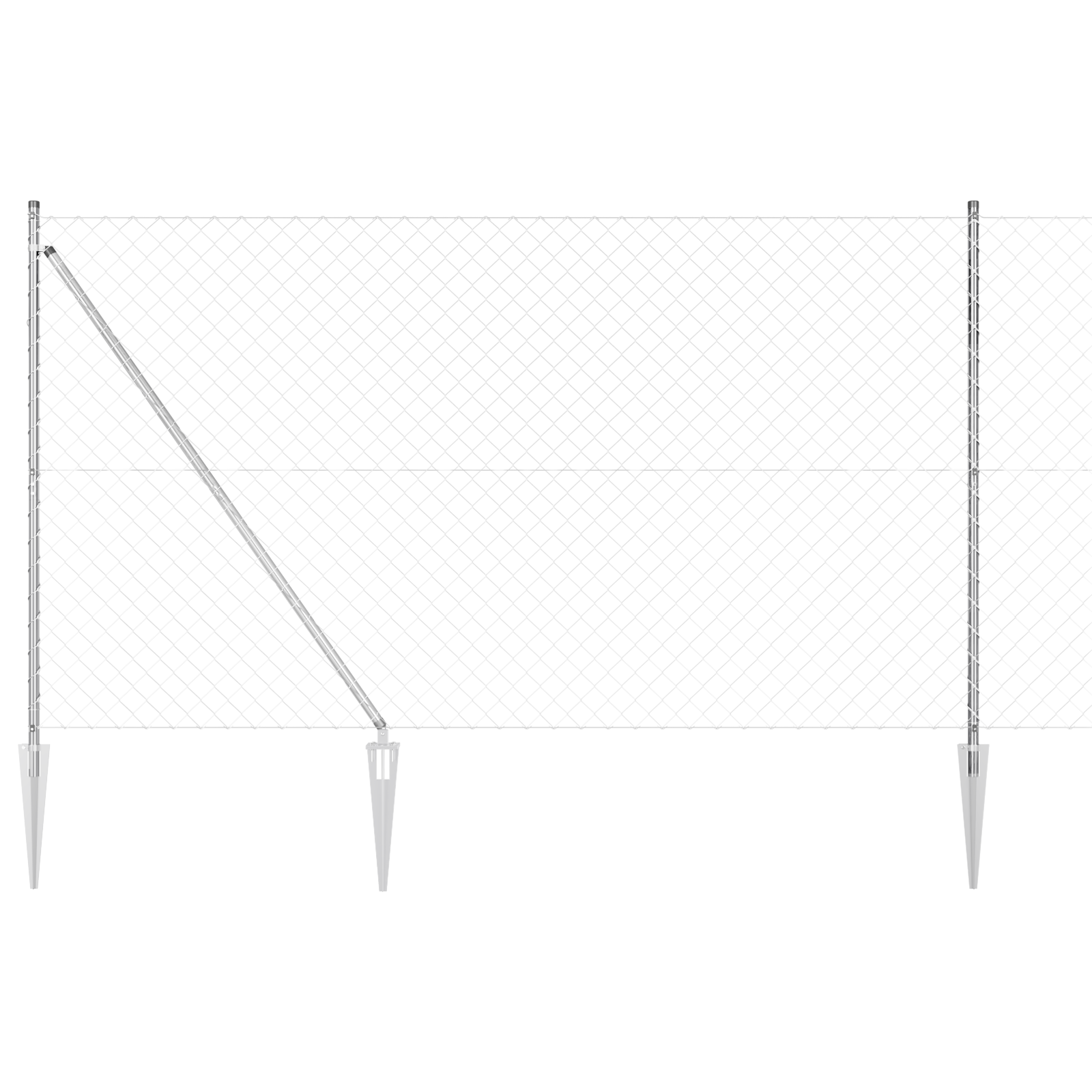 Chain Link Fence with 7 Spike Posts 1.6x10 m Galvanised Steel