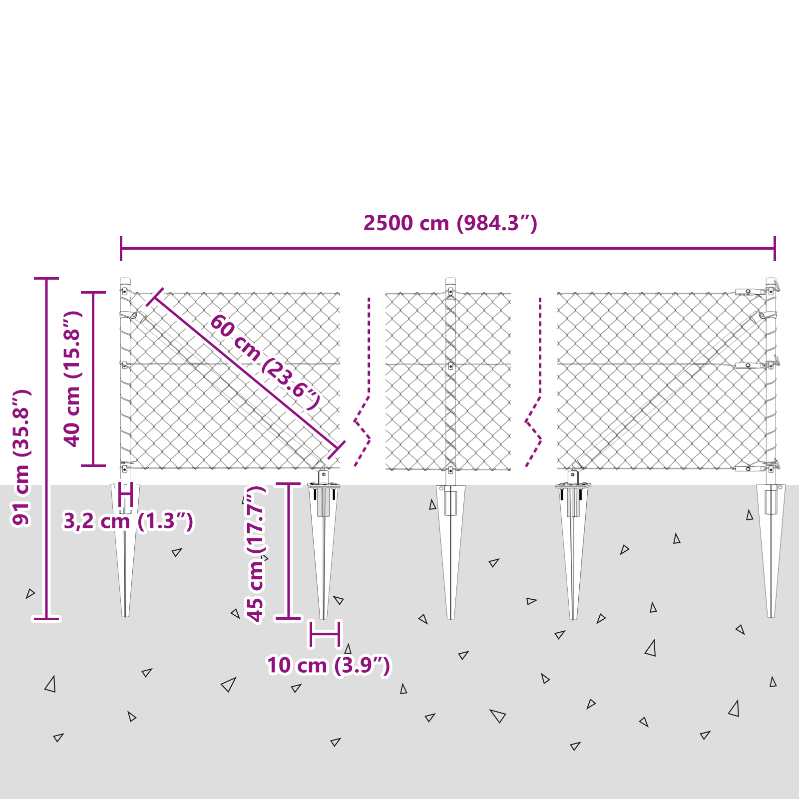 Chain Link Fence with 13 Spike Posts 0.4x25 m Galvanised Steel - Image 10