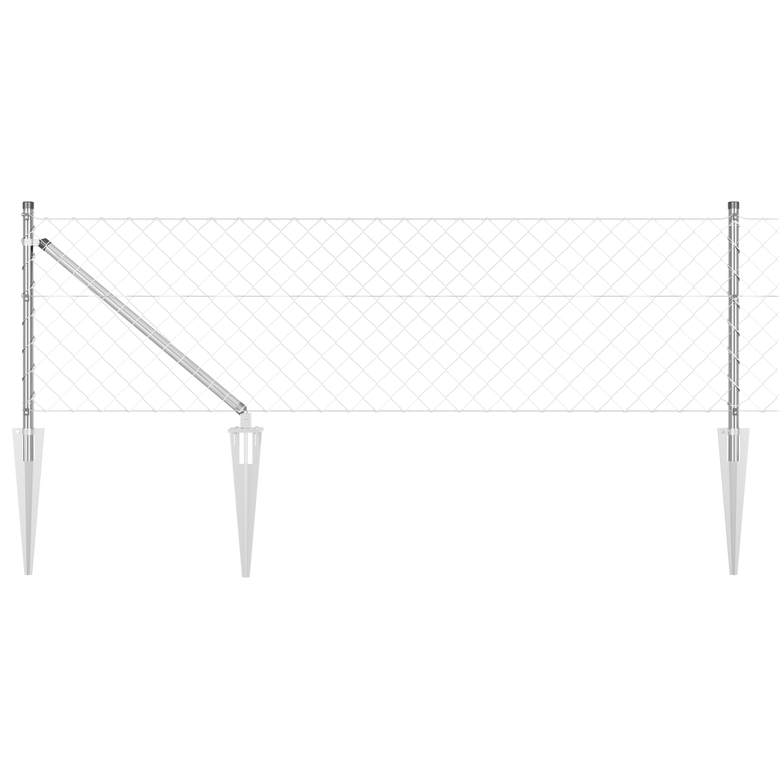 Chain Link Fence with 13 Spike Posts 0.4x25 m Galvanised Steel