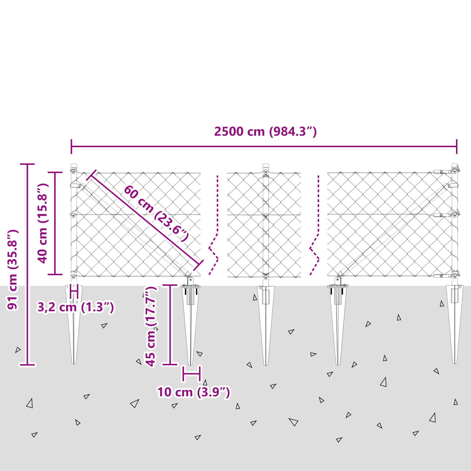 Chain Link Fence with 13 Spike Posts 0.4x25 m Galvanised Steel - Image 11