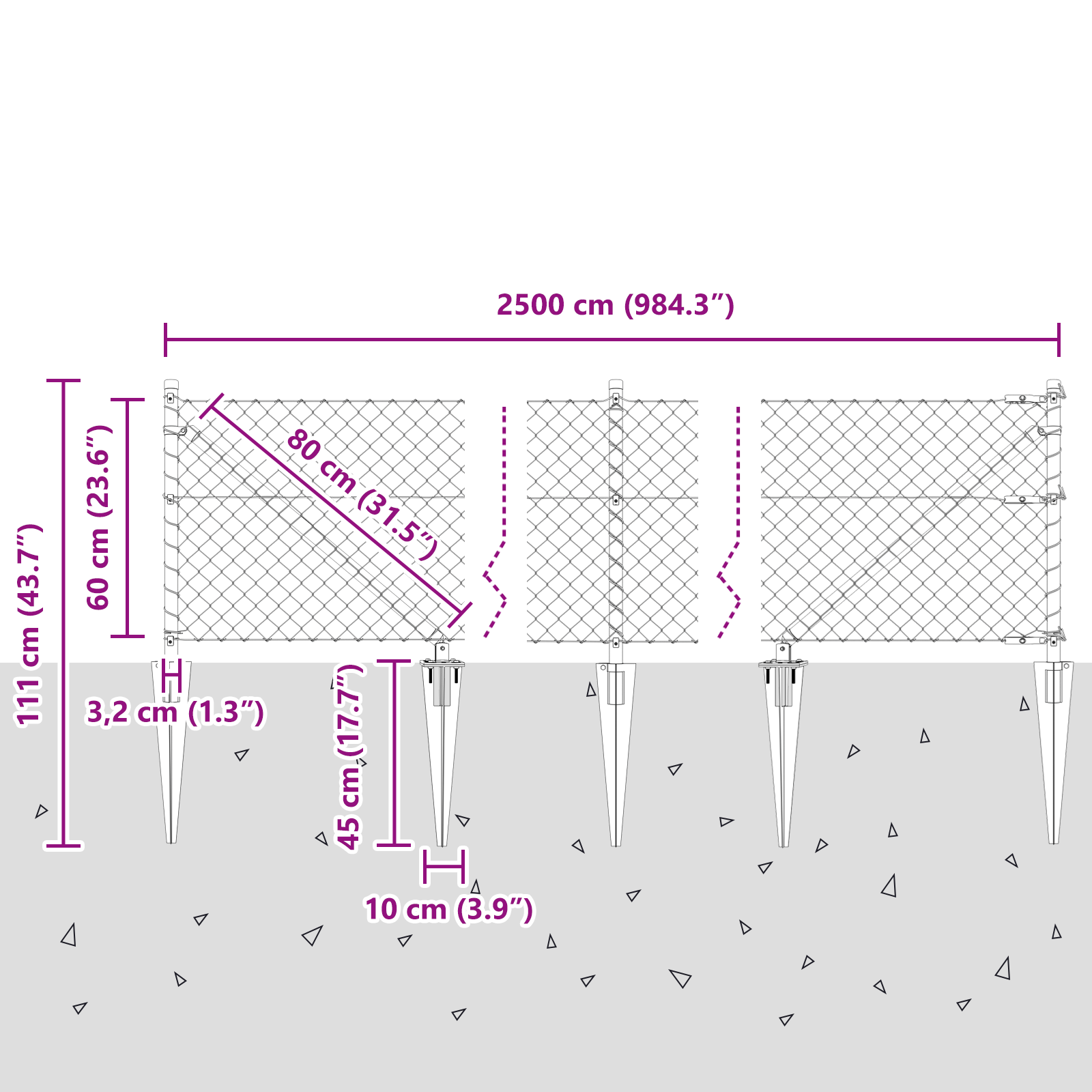 Chain Link Fence with 13 Spike Posts 0.6x25 m Galvanised Steel - Image 11