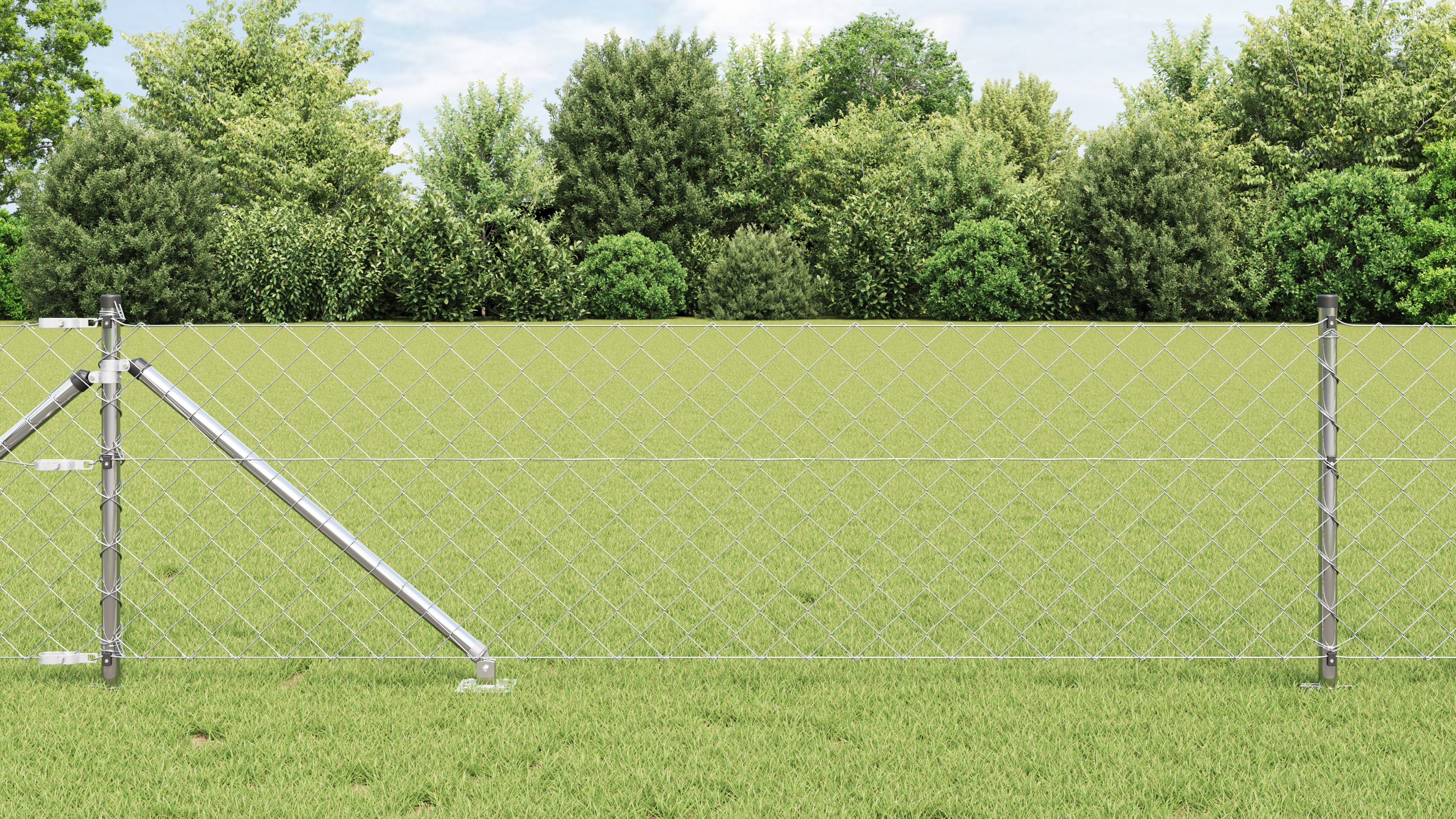 Chain Link Fence Set of 2 Galvanised steel 25 x 0.8 m Tough