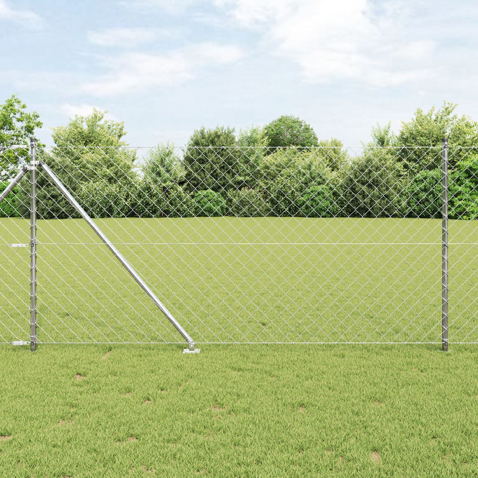 Chain Link Fence Set of 2 Galvanised Steel 25 x 1 m Expandable